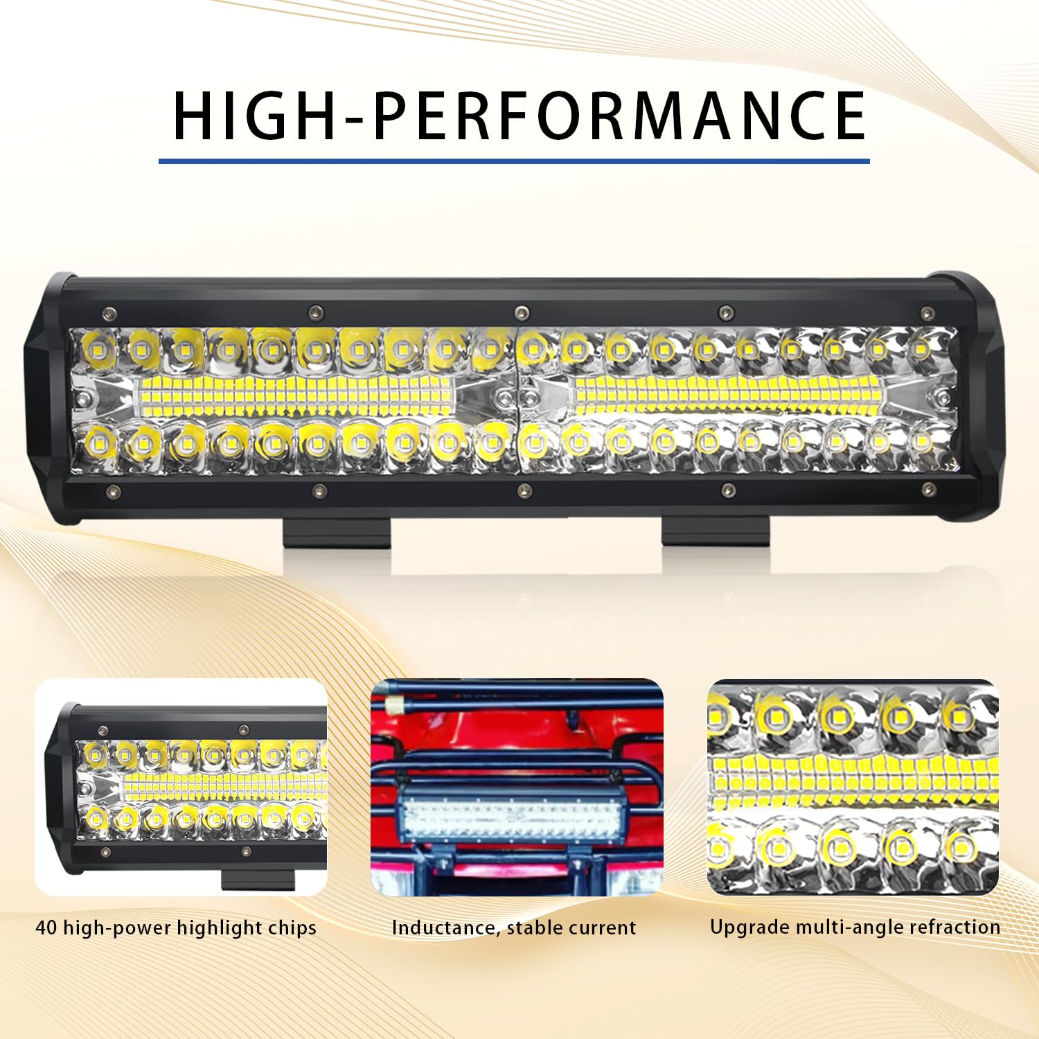 AveneMark 12 Inch 300W Triple Row LED Light Bar - Flood Spot Combo Off Road Lights with 16AWG Wiring Harness Kit - Waterproof LED Light Bar for Trucks, ATV, UTV, SUV - Perfect for Off-Roading, Camping & Night Driving