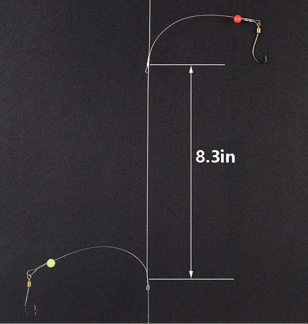 Stainless Steel Fishing Hook Line with Rolling Swivel & Barb Hooks - Durable Fishing Rigs Wire Leader for Saltwater & Freshwater Fishing