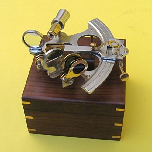 Premium Nautical Brass & Aluminum Sextant with Wooden Box - Vintage Marine Navigation Tool for Sailing, Boating & Nautical Decor