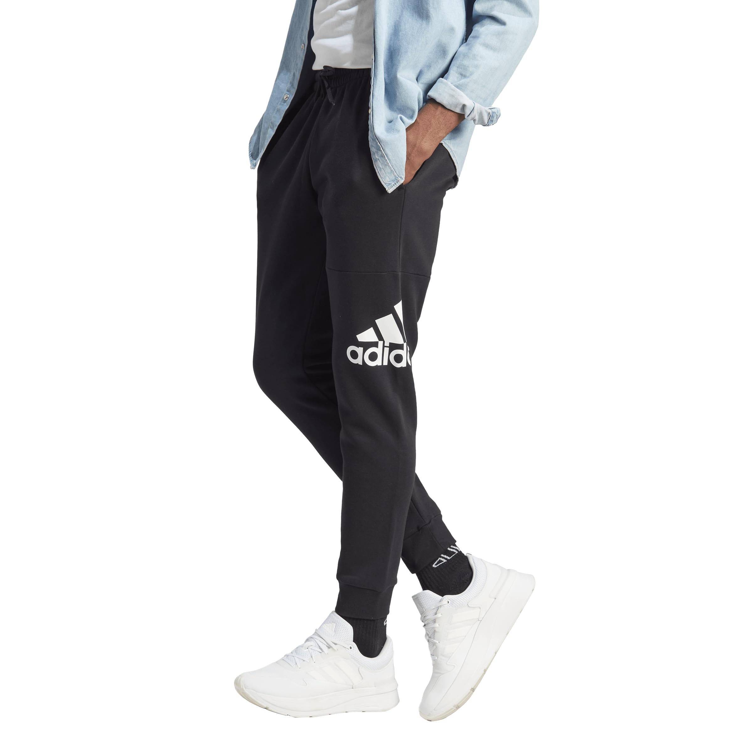 Adidas Men's Essentials Fleece Jogger Pants with Tapered Cuff & Big Logo - Comfortable Athletic Sweatpants for Gym, Running, Lounge & Casual Wear