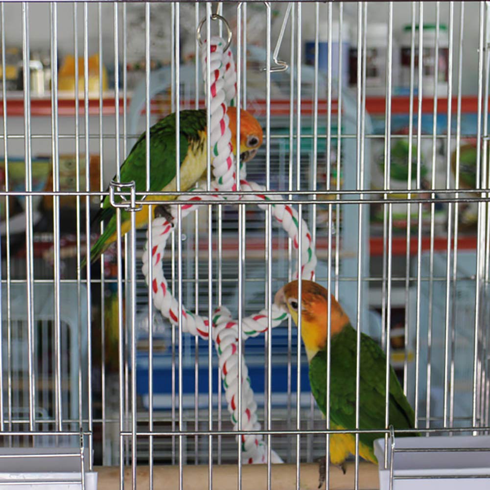 LeerKing Cotton Bird Rope Perch - Natural Chewing Toy & Swing for Parrots, Parakeets, Cockatiels, Conures, Cockatoos | Cage Accessories for Climbing, Playing & Exercise | Perfect for Bird Enrichment & Cage Decoration