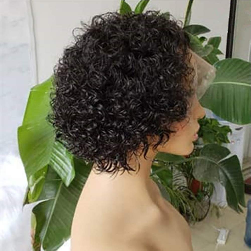 13x6 Short Curly Lace Front Human Hair Wig - Brazilian Remy Hair Pixie Cut Bob Wig for Black Women | Glueless & Breathable | Perfect for Daily Wear, Parties & Special Occasions