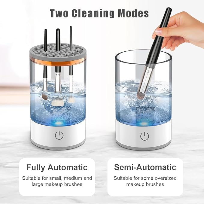 FLYDER Automatic Electric Makeup Brush Cleaner Machine with Cleaning Mat - Professional Cosmetic Brush Washer for All Size Beauty Brushes & Blenders | Perfect for Home Salon, Travel & Professional Makeup Artists