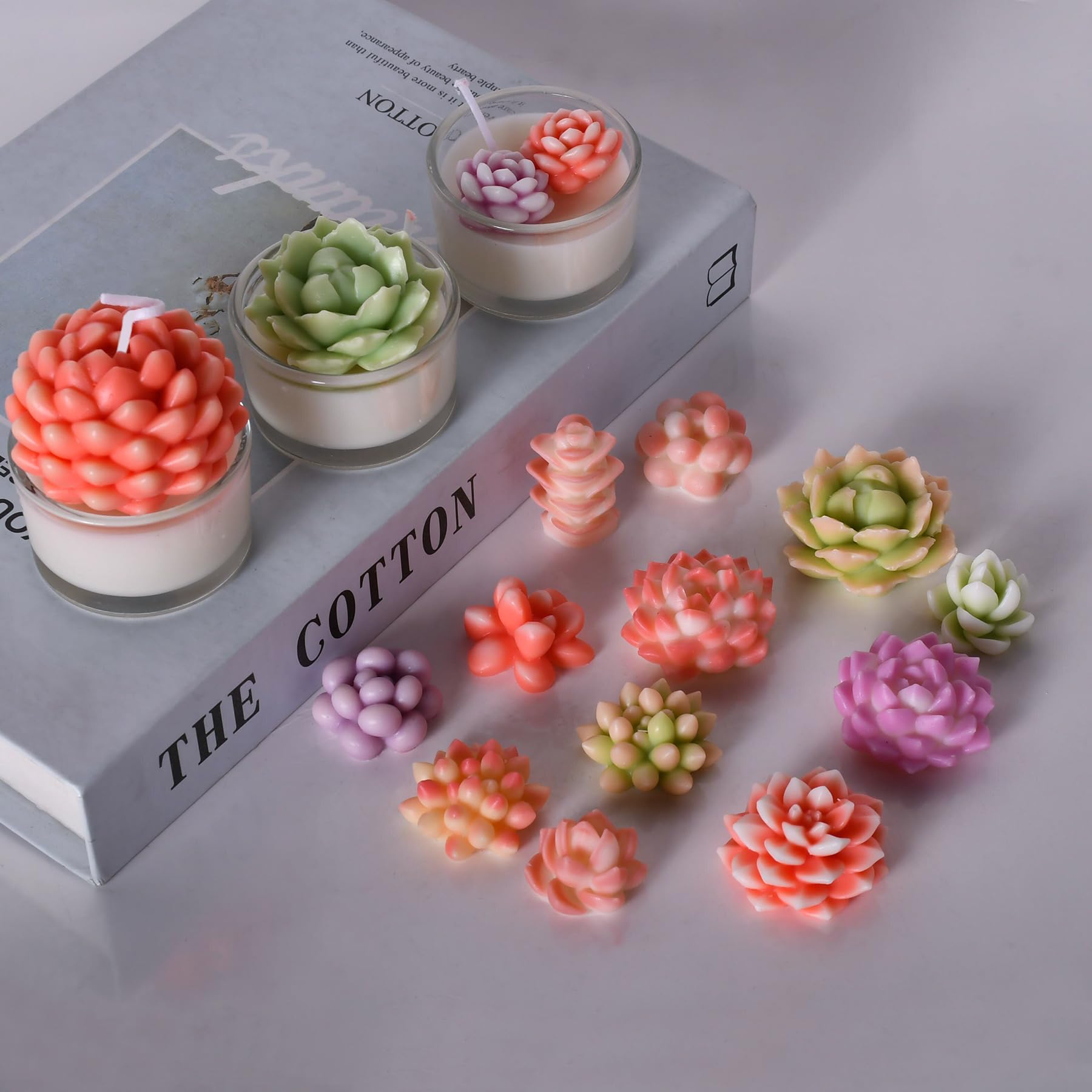12PCS Succulent Flower Candle Molds - Silicone Epoxy Resin Wax Molds for DIY Candle Making, Christmas Gifts, Home Decor - Perfect for Wedding, Party, and Holiday Decoration