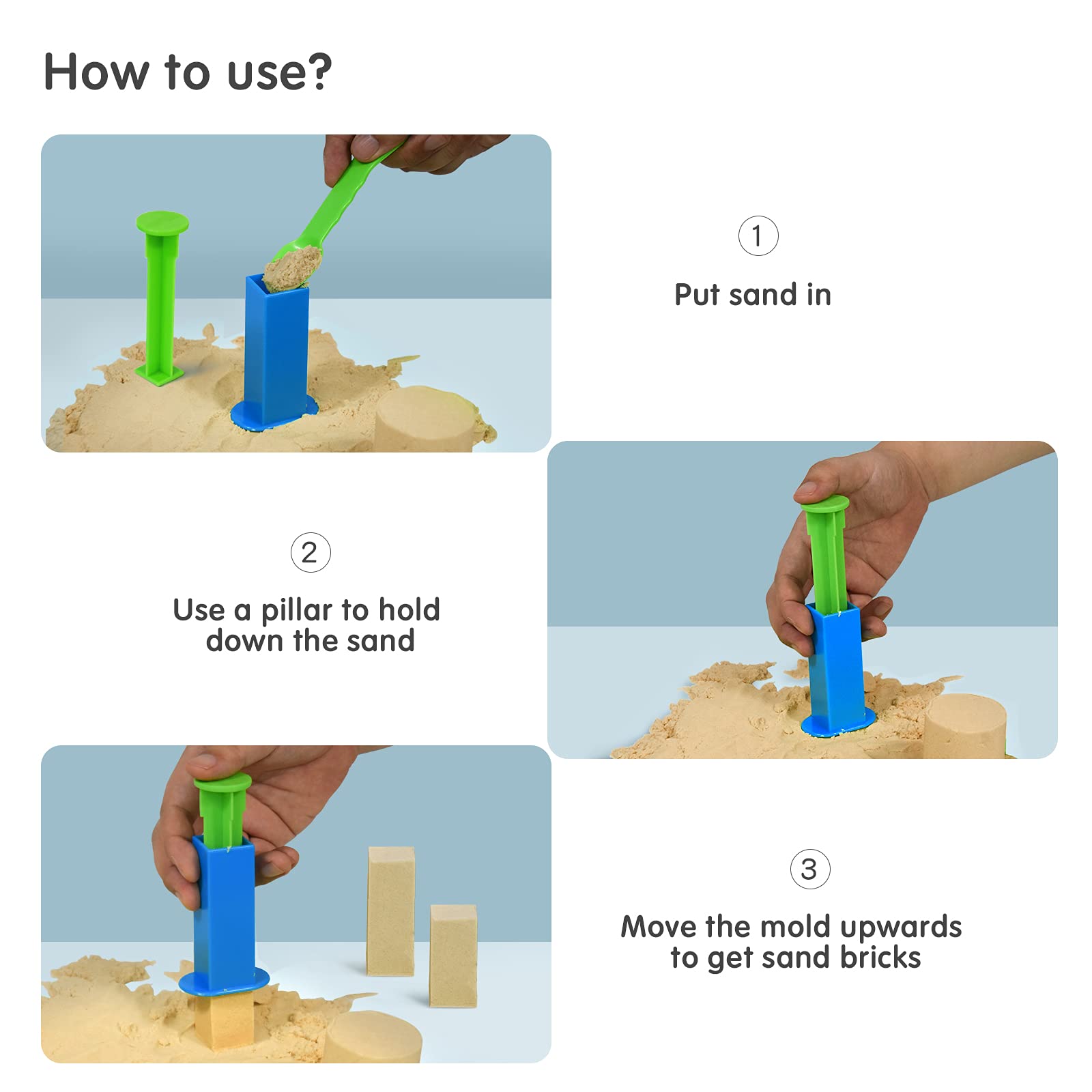 Beach Toys for Kids - Sand Brick Maker & Castle Building Set, Compatible with Kinetic Sand - Perfect for Beach, Sandbox & Outdoor Play