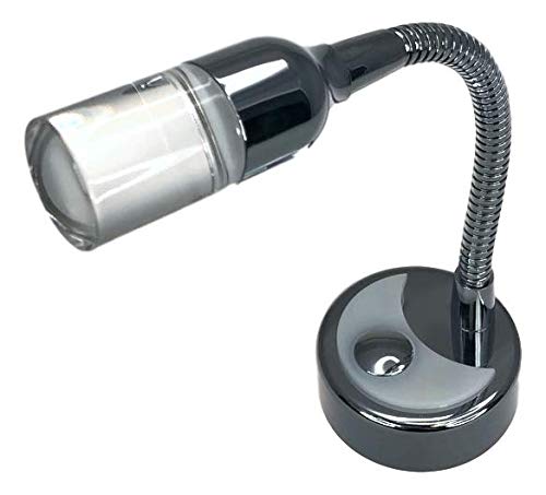 Pactrade Marine Boat RV Auto Goose Neck LED Reading Light - Adjustable Warm White Aluminum Light with Touch Switch, Non-Magnetic Night Light for Boats, Campers, Trucks (Medium Lens Size) - Perfect for Night Reading, Camping & Vehicle Interiors