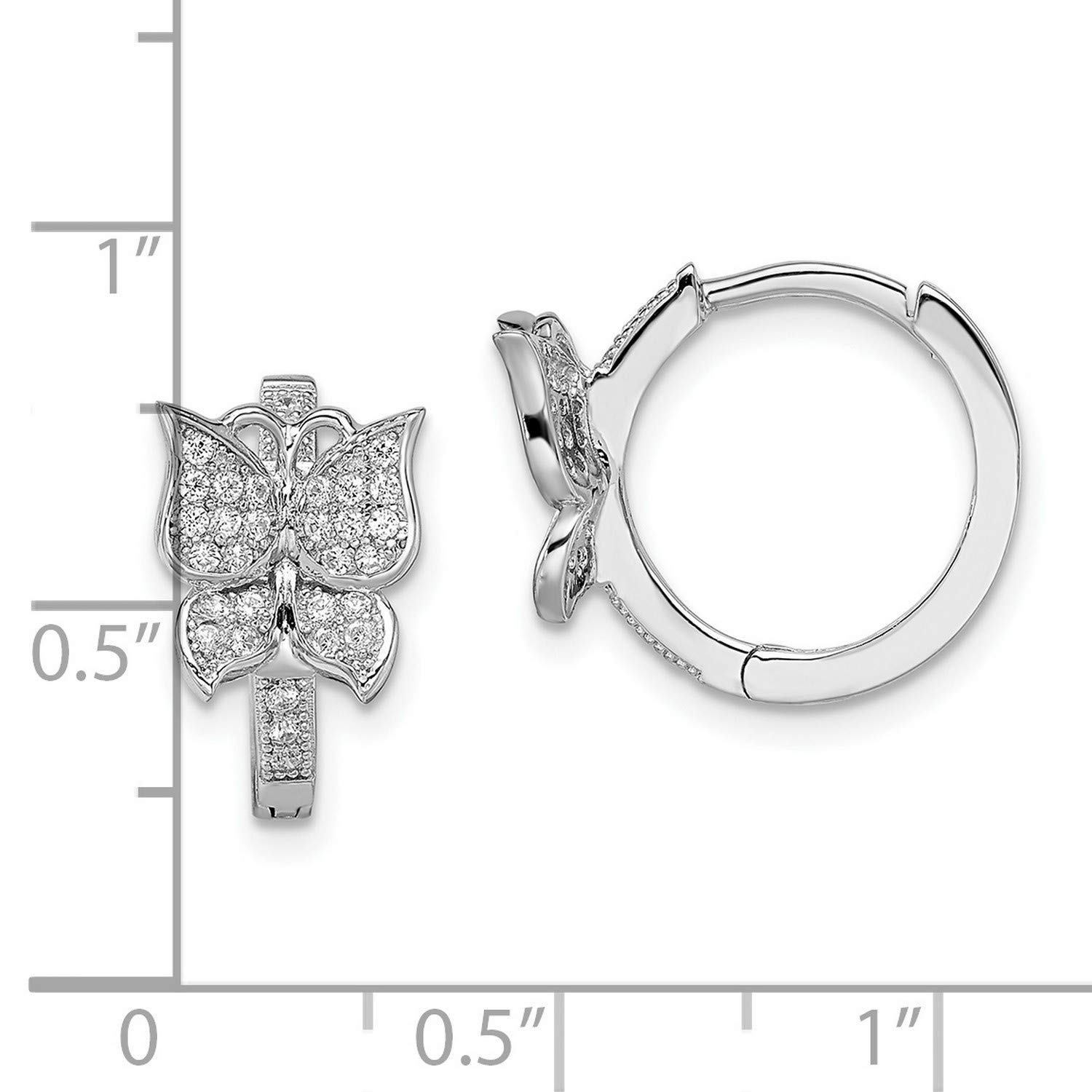 Sterling Silver CZ Brilliant Embers Butterfly Hoop Earrings 18x12mm - Elegant Jewelry for Women, Perfect for Parties, Weddings & Everyday Wear
