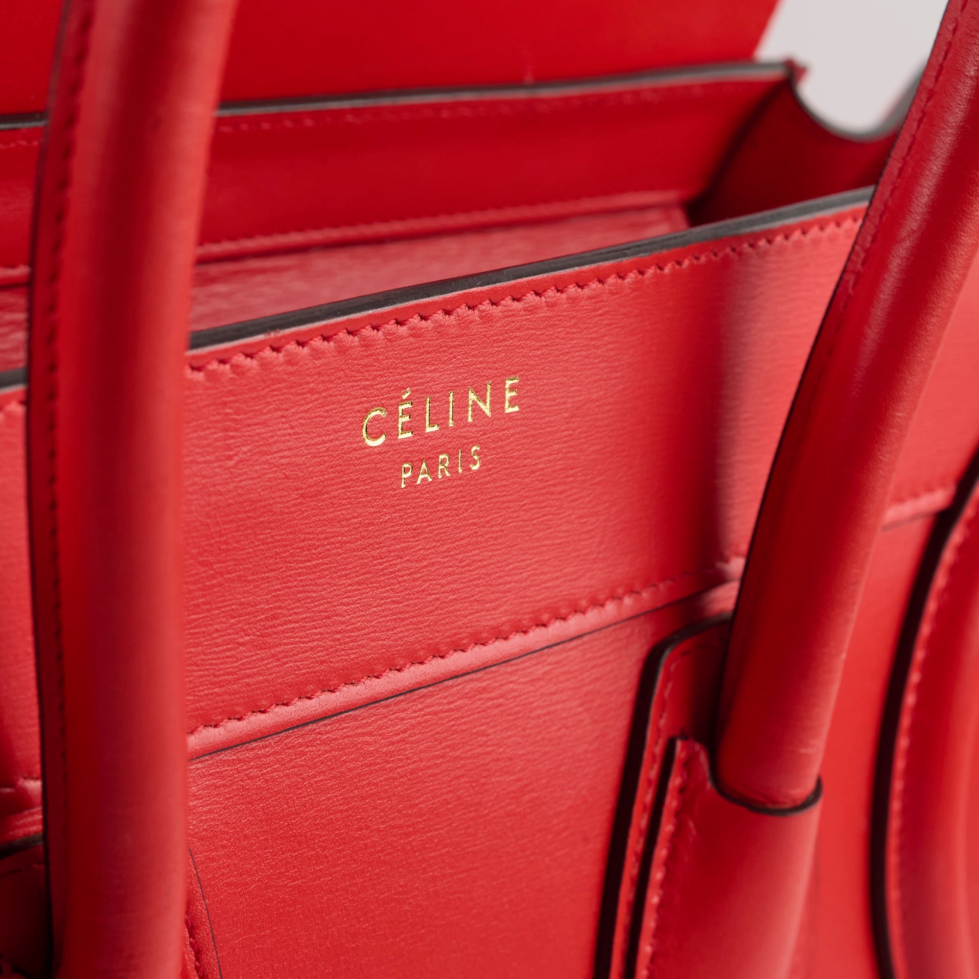 Celine Luggage Micro Handbag in Red | Genuine Leather Crossbody Bag for Women | Perfect for Work, Travel & Everyday Use