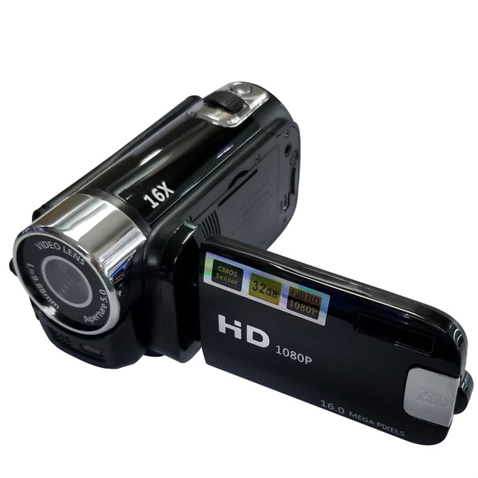 16MP HD Digital Video Camera - MZZYG Student Camcorder with 1080p Recording, Compact & Lightweight for Vlogging, Travel, and School Projects (Black)
