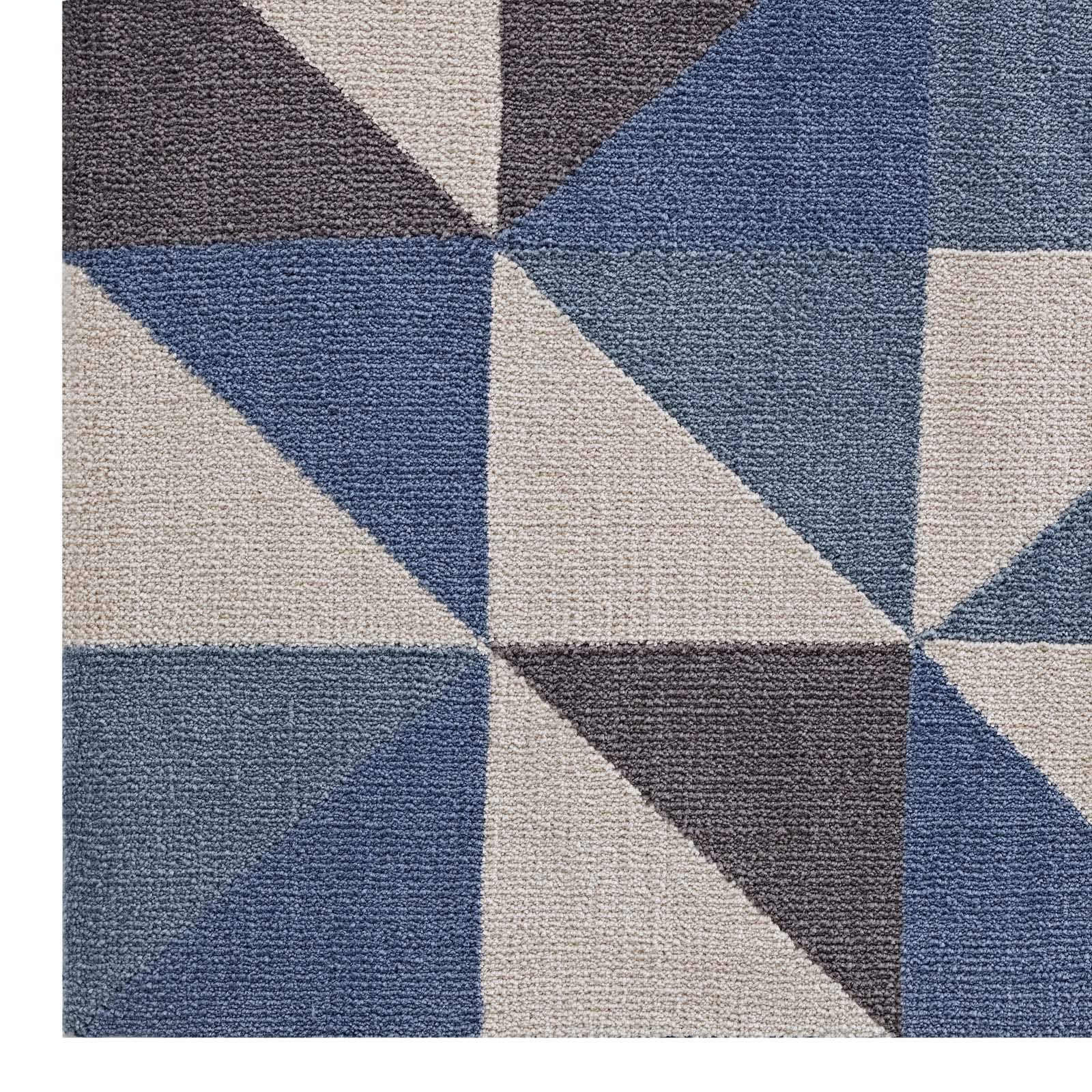 Modern Contemporary Urban Design Living Room Area Rug - Non-Slip Floor Carpet Runner in Multi Blue Fabric - Perfect for Lounge, Bedroom & Home Decor