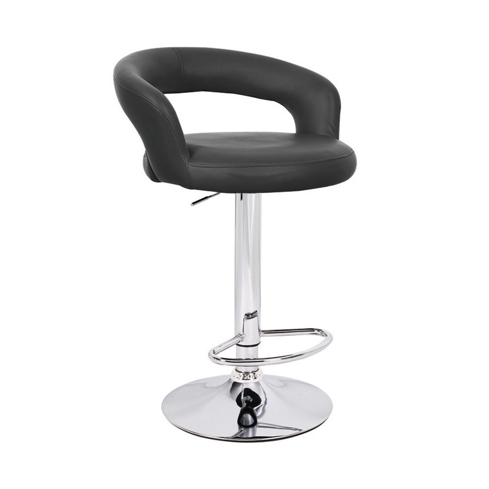Set of 2 Halo Leather Contemporary Adjustable Barstools - Black Licorice, Perfect for Kitchen Islands and Home Bars