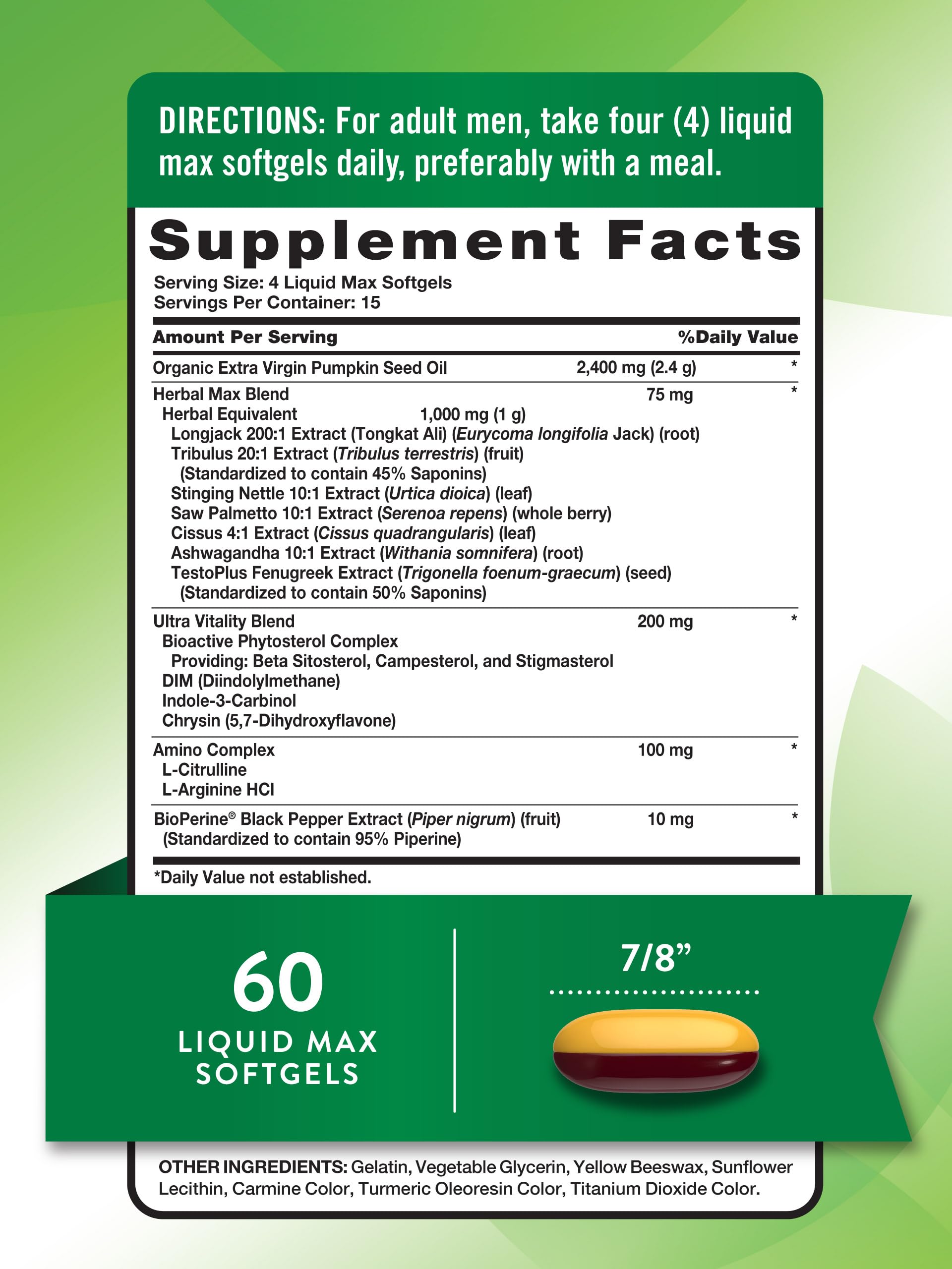 Nature's Truth Testosterone Booster for Men - 60 Softgels | Non-GMO, Gluten Free Supplement | Supports Energy, Muscle Growth & Vitality | Ideal for Fitness, Workout & Active Lifestyle