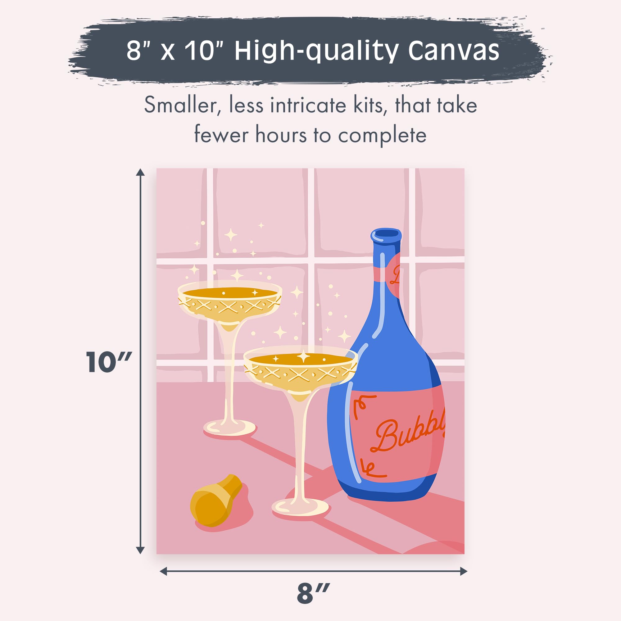 Pink Picasso Kits - Mid Century Modern Paint by Numbers for Adults & Kids | DIY Acrylic Painting Kit with Canvas for Beginners | Shark Tank Featured Art Set (Be Bubbly 8x10) - Perfect for Home Decor, Relaxation & Creative Gift Giving