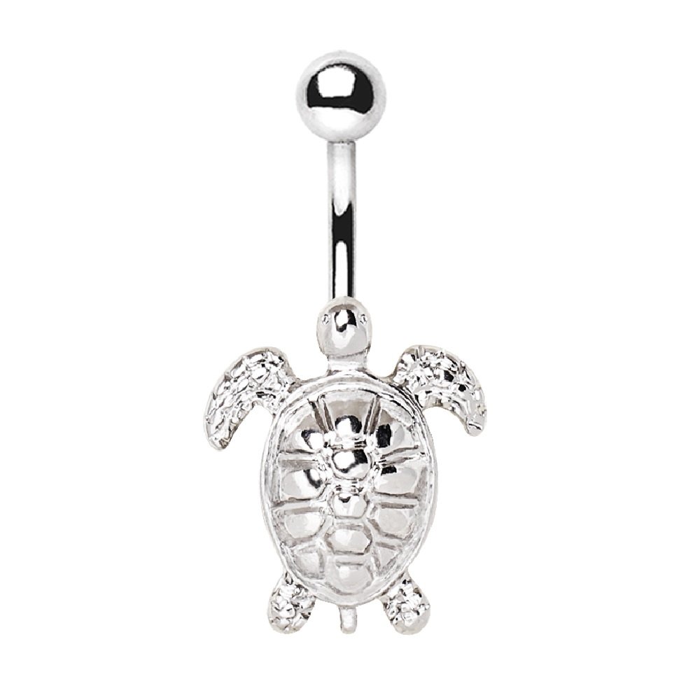 316L Stainless Steel Sea Turtle Belly Button Ring - Pierced Owl Design - Hypoallergenic Navel Jewelry for Women - Perfect for Beach Parties, Summer Outfits & Belly Piercing Lovers