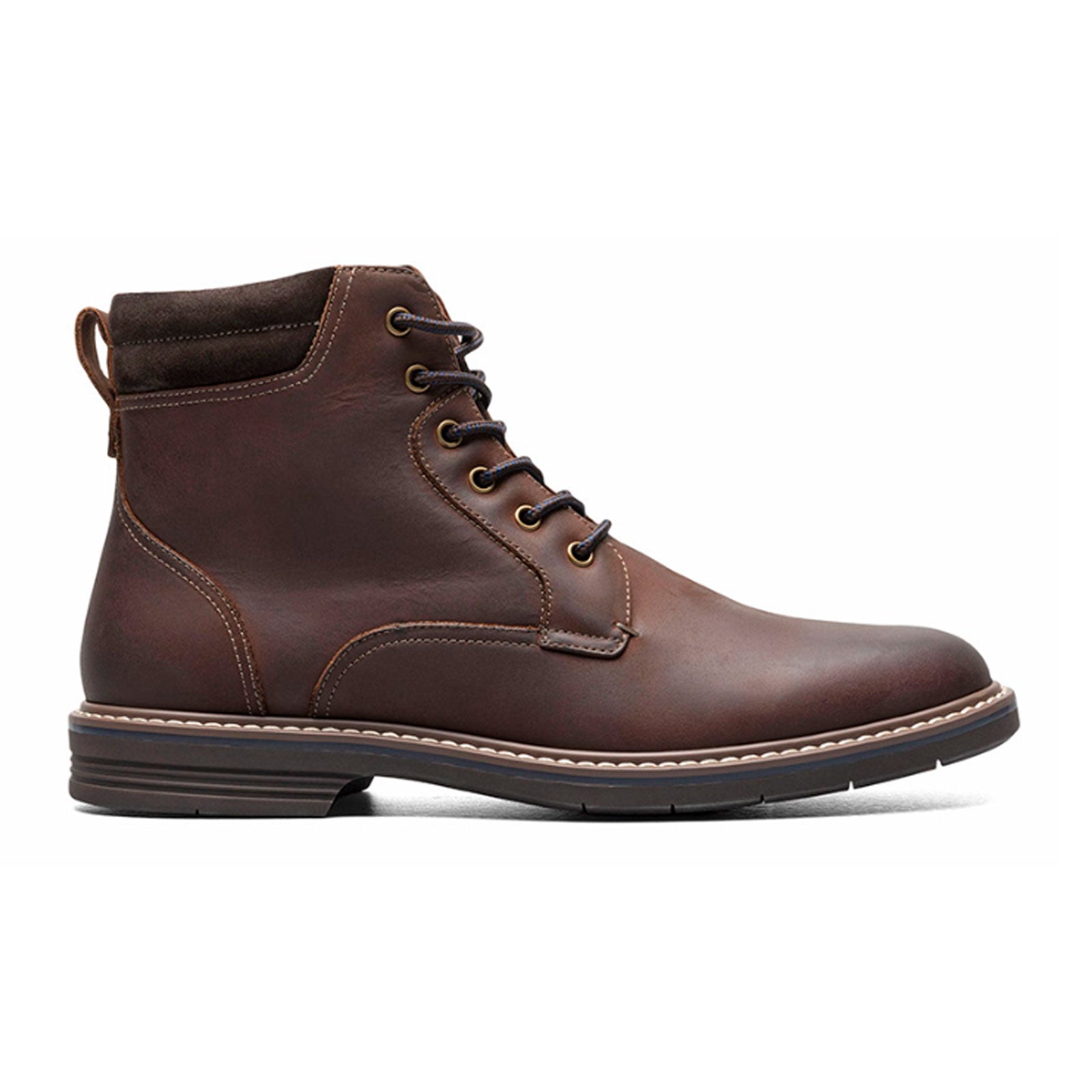 Florsheim Norwalk Men's Plain Toe Lace Up Boots in Brown Crazy Horse Leather - Durable & Stylish Work Boots for Outdoor, Casual & Office Wear