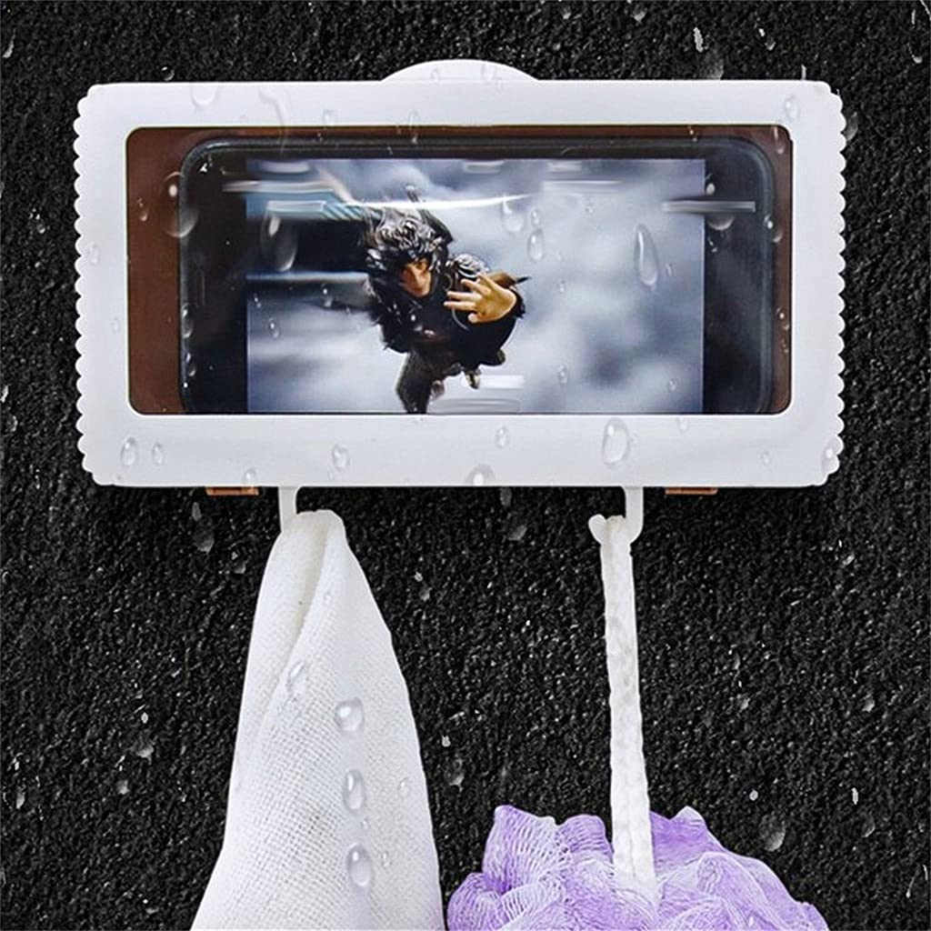 Waterproof Phone Holder for Shower - Universal Tablet & Smartphone Wall Mount Case with Strong Adhesive - Perfect for Bathroom, Kitchen, and Outdoor Use