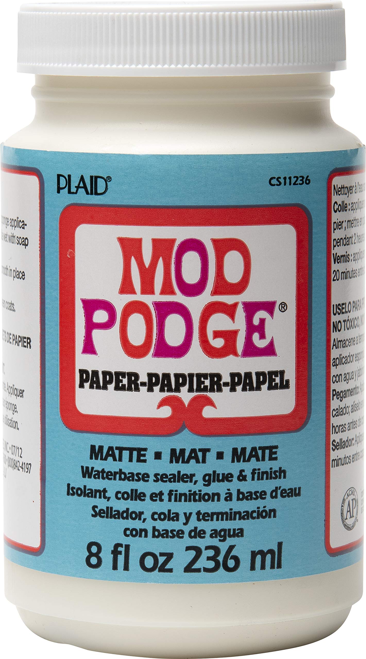 Mod Podge Waterbase Sealer, Glue and Finish for Paper Crafts - 8-Ounce Matte Finish (CS11236) - Perfect for Scrapbooking, Decoupage, and DIY Home Decor Projects