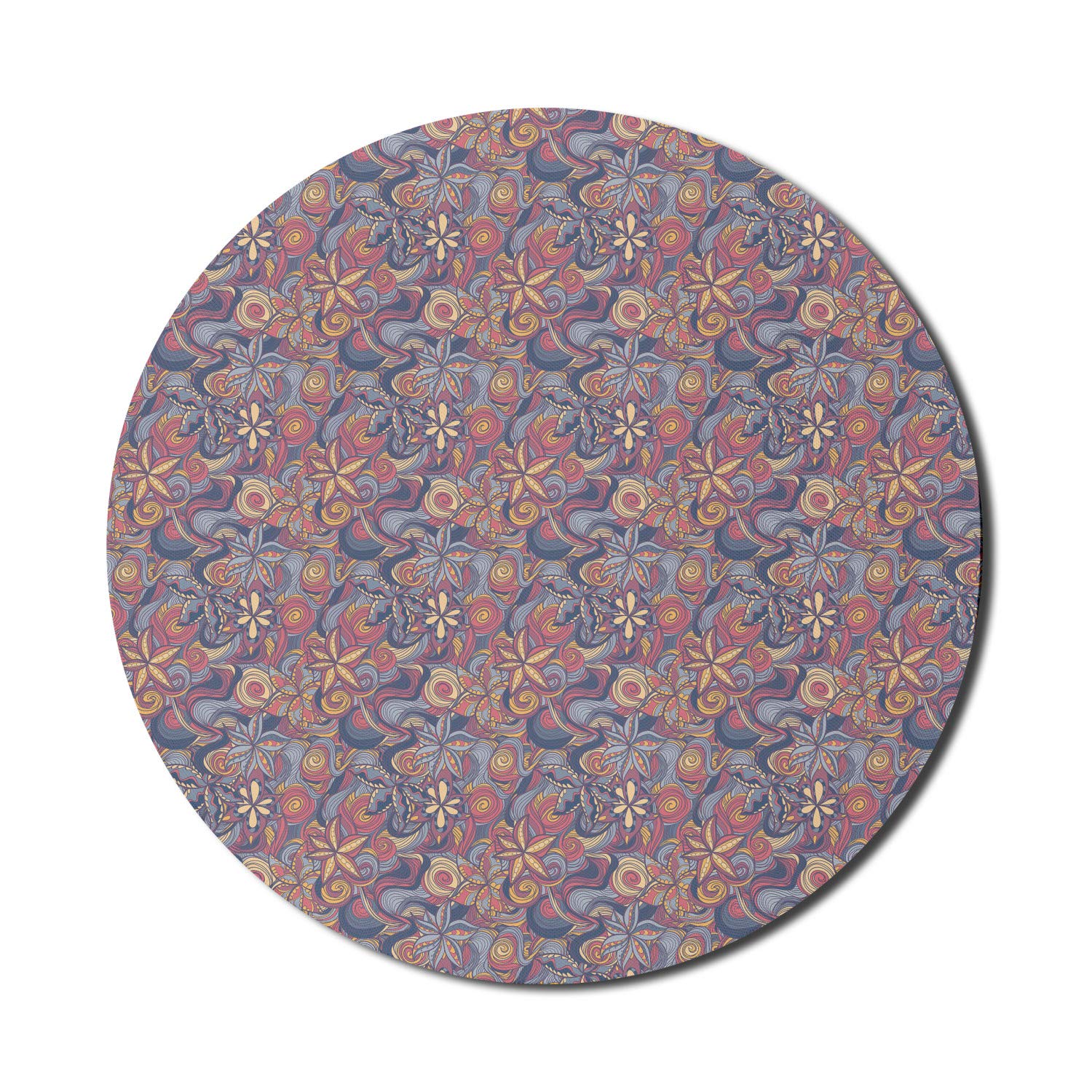 Ambesonne Floral Mouse Pad for Computers - Colorful Blooming Flowers & Waves Spiral Design, Non-Slip Thick Rubber Gaming Mousepad (8