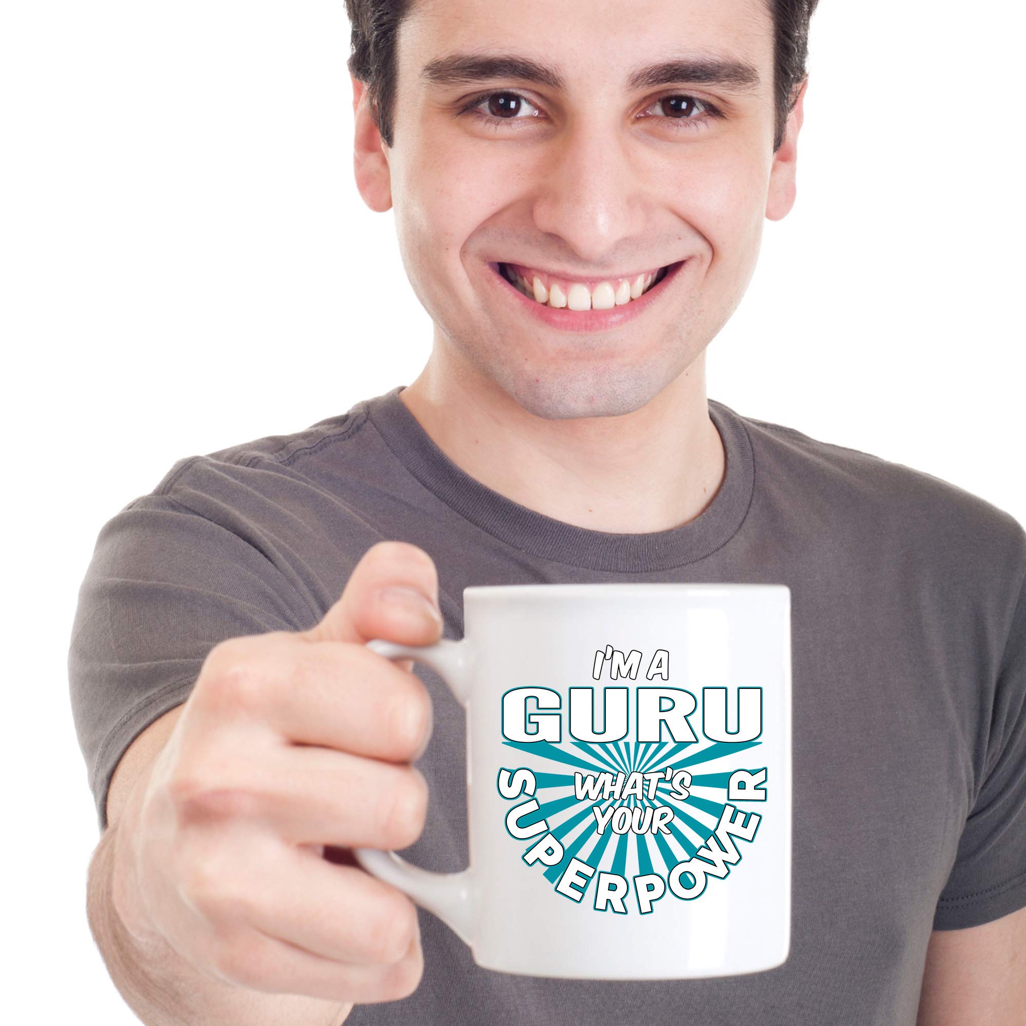 11 oz Funny Coffee Mug - 'I'm A Guru What's Your Superpower' Ceramic Cup Gift for Women & Men | White Coffee Cup for Office, Home & Gag Gifts