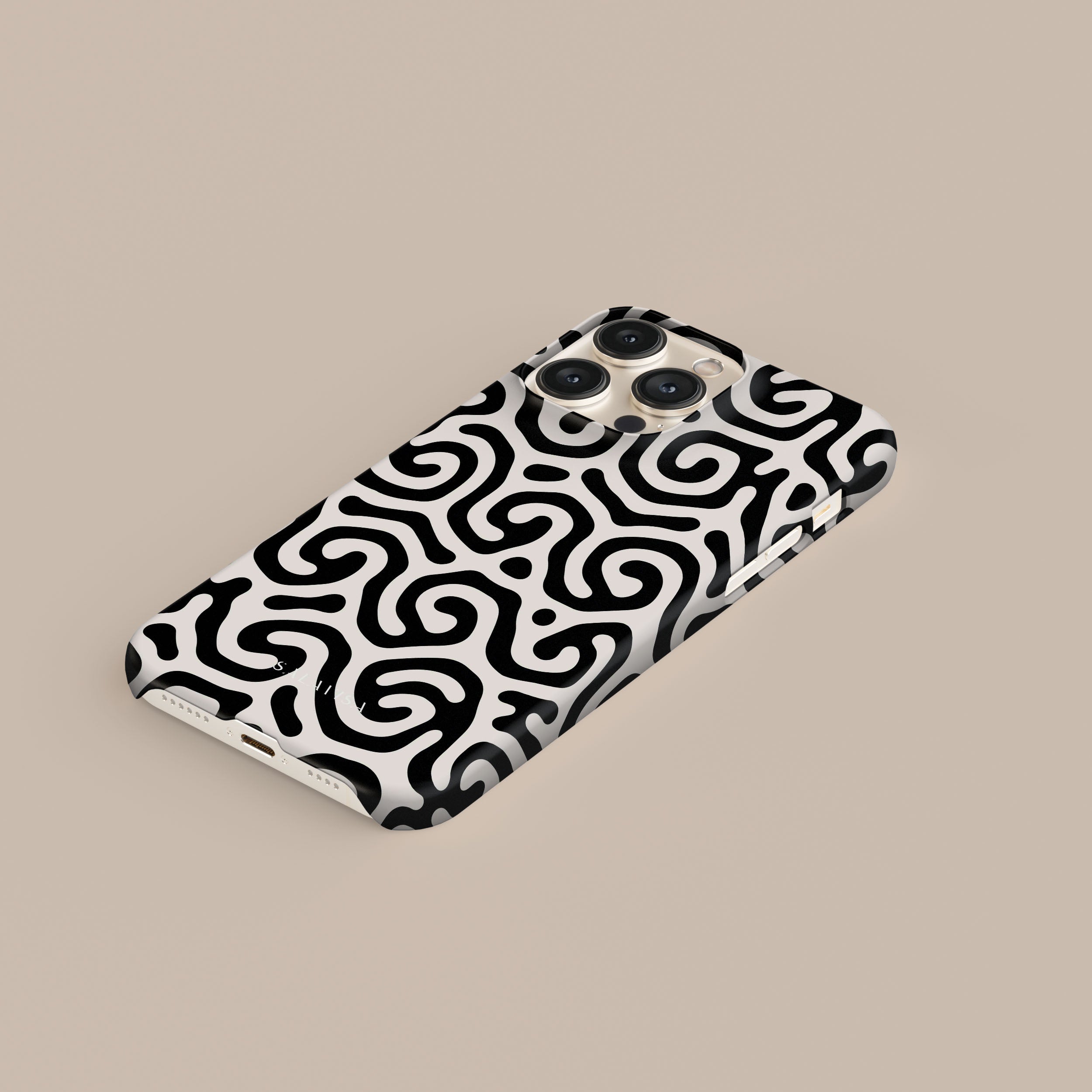 Stylish Black & White Curly Pattern Phone Case - Durable Protective Cover for iPhone & Samsung - Perfect for Everyday Use, Travel & Fashion Accessories