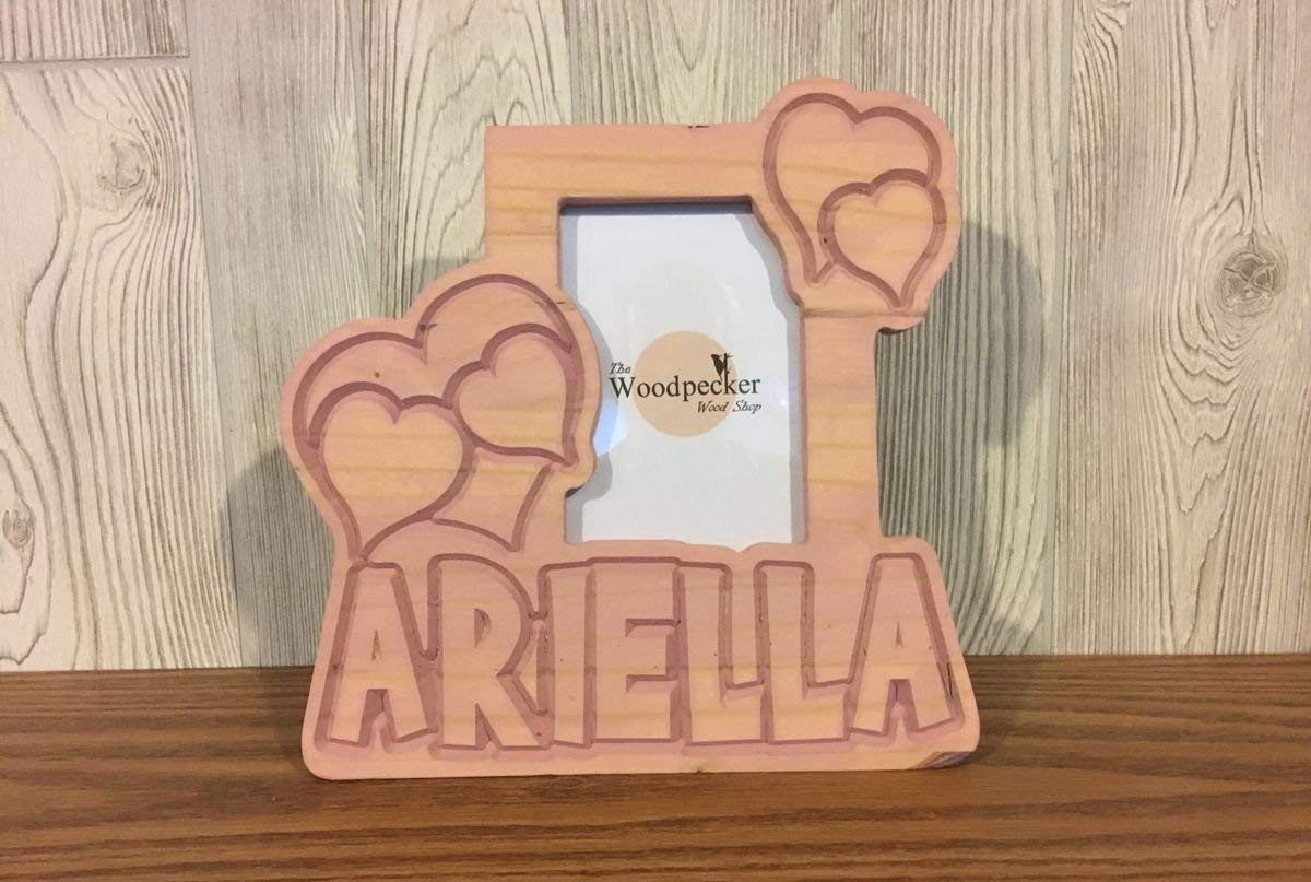 Personalized Children's Wooden Picture Frame - Custom Name, Color & Font Choice for Baby, Newborn, Pet Photos | Nursery Decor, Gift Idea, Memory Keepsake