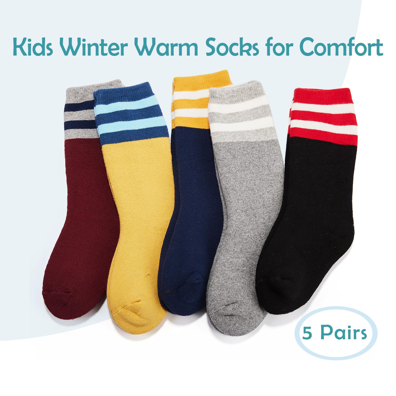Moon Tree Boys Thick Cotton Thermal Socks for Kids - Warm Winter Crew Socks for Boys, Cold Weather & Outdoor Activities