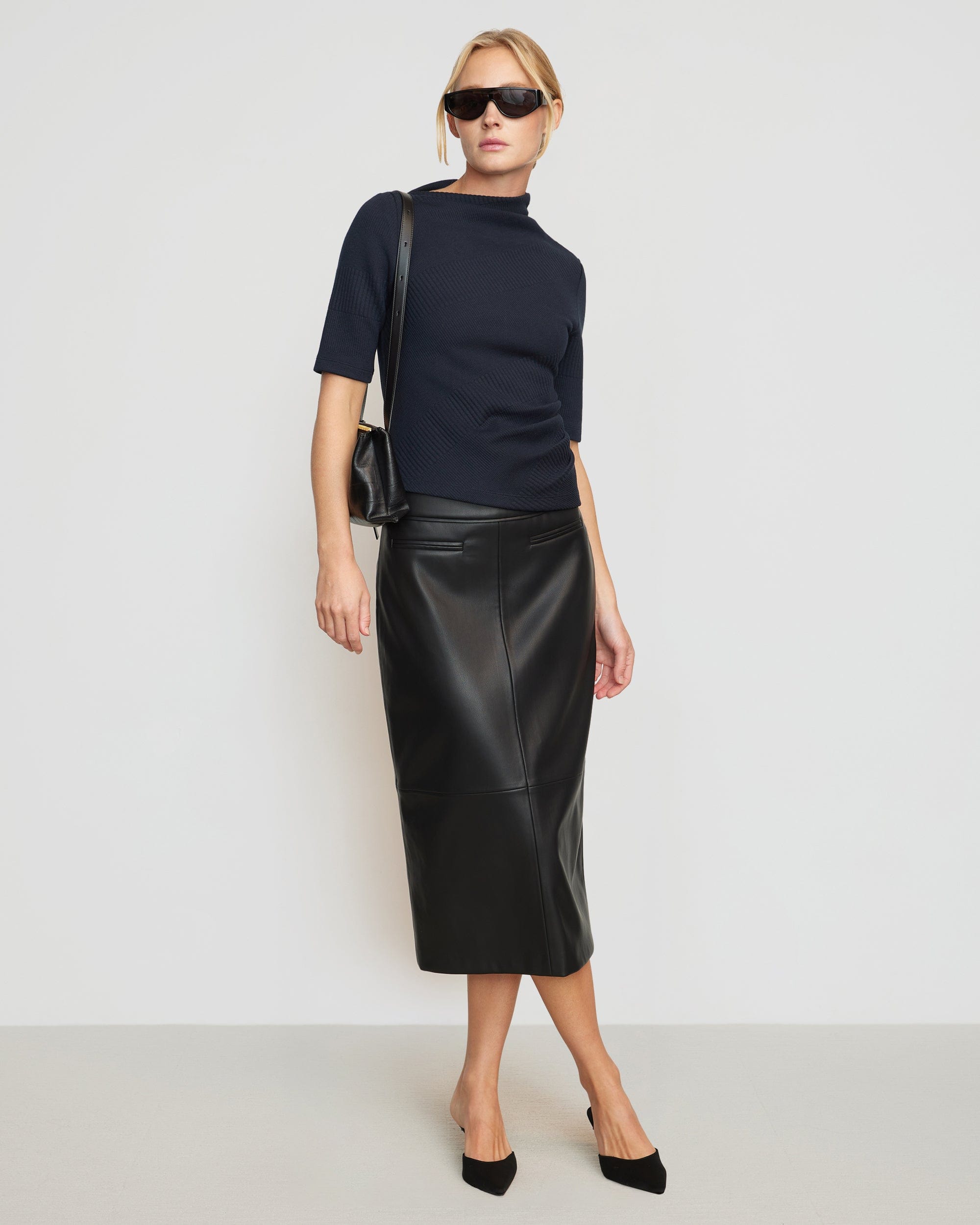 Pauline Ribbed Asymmetric Neck Top Women's Fashion Stretch Knit Blouse - Perfect for Date Night, Office Wear & Casual Outings