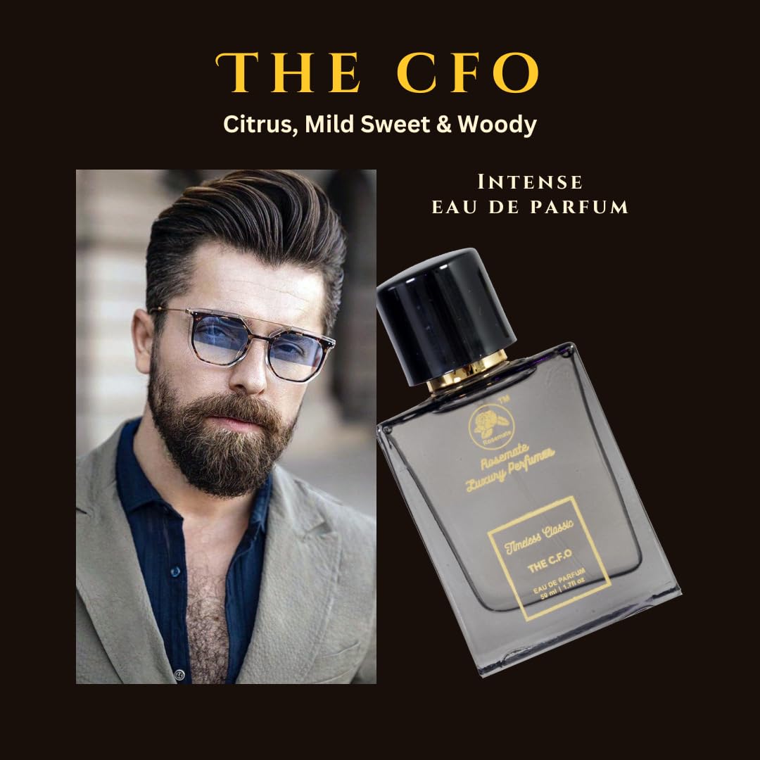 Rosemate The C.F.O Eau De Parfum for Men - Premium Citrus Lavender Woody Cologne | Long Lasting Fragrance Spray (1.7oz/50ml) | Travel Size Luxury Scent | Perfect Gift for Boss, Husband, Boyfriend | Office, Date Night & Special Occasions