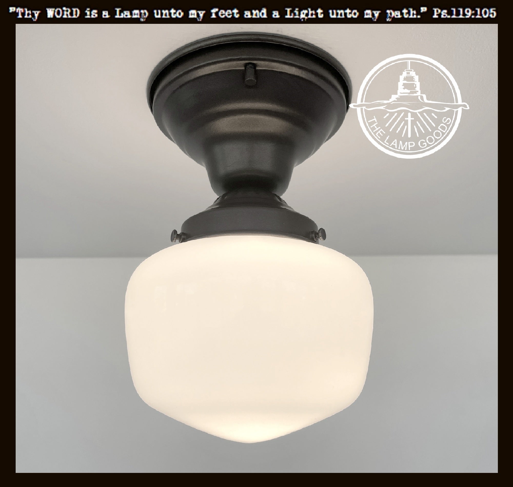 Vintage Milk Glass Ceiling Light Fixture - Classic Schoolhouse Style for Bedroom, Living Room & Kitchen Lighting