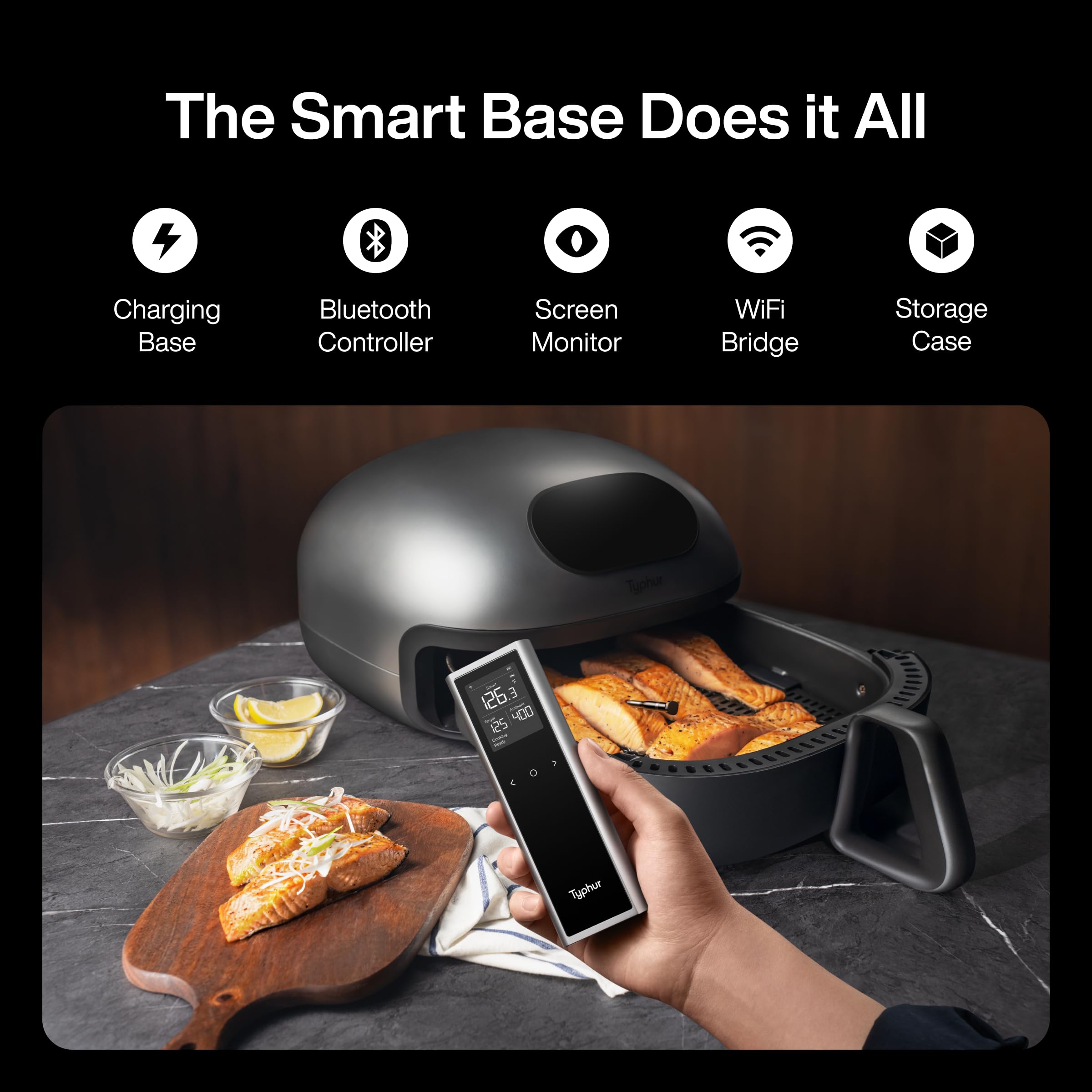 Sync One Smart Wireless Meat Thermometer - LCD Display, WiFi & Bluetooth, Long Range for BBQ, Grill, Oven, Smoker | Perfect for Outdoor Cooking, Backyard Parties & Home Chefs