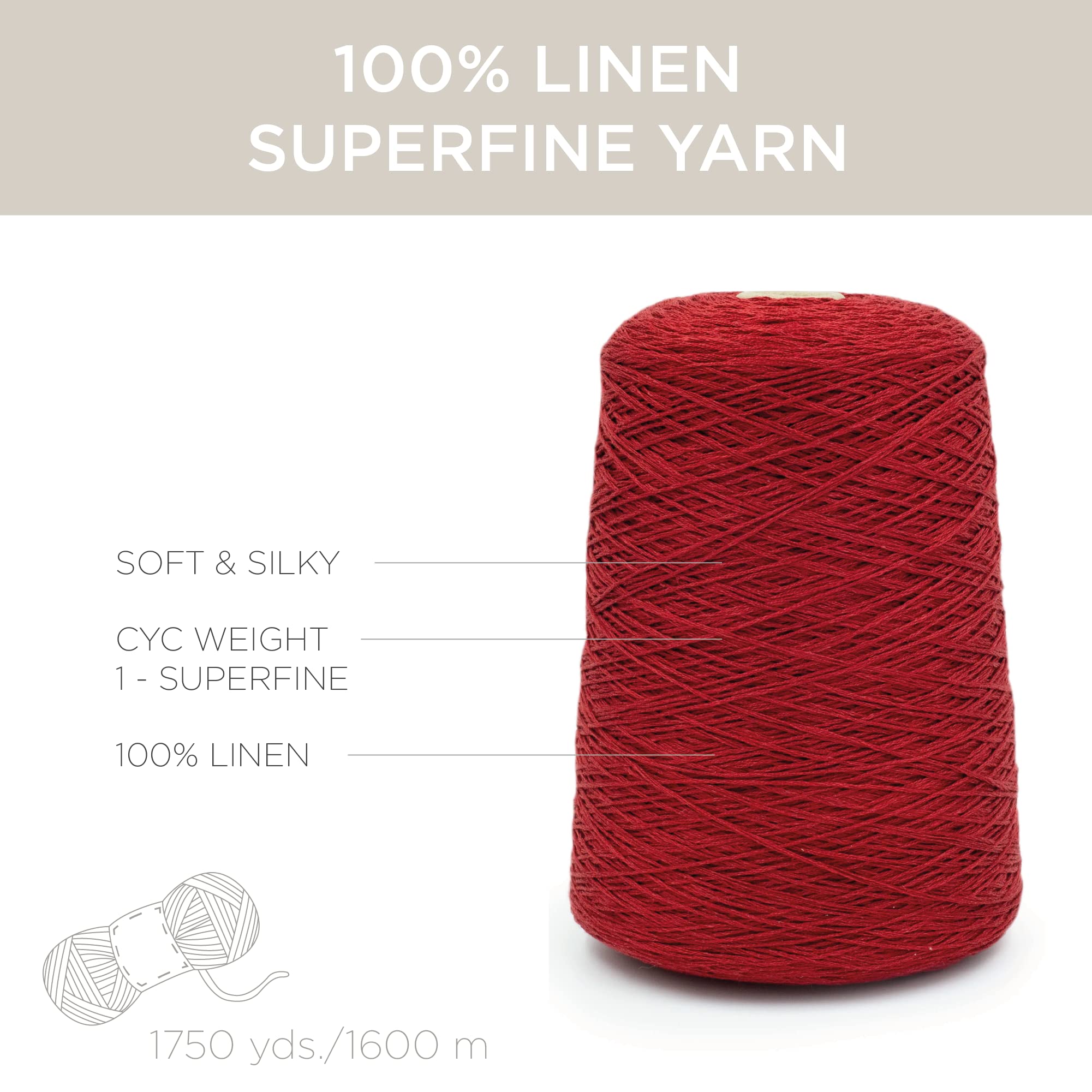 Premium 100% Linen Yarn for Knitting & Weaving - Natural Fiber Crafting Thread by Silk City Fibers in Fire Red | Perfect for DIY Scarves, Blankets & Home Decor Projects