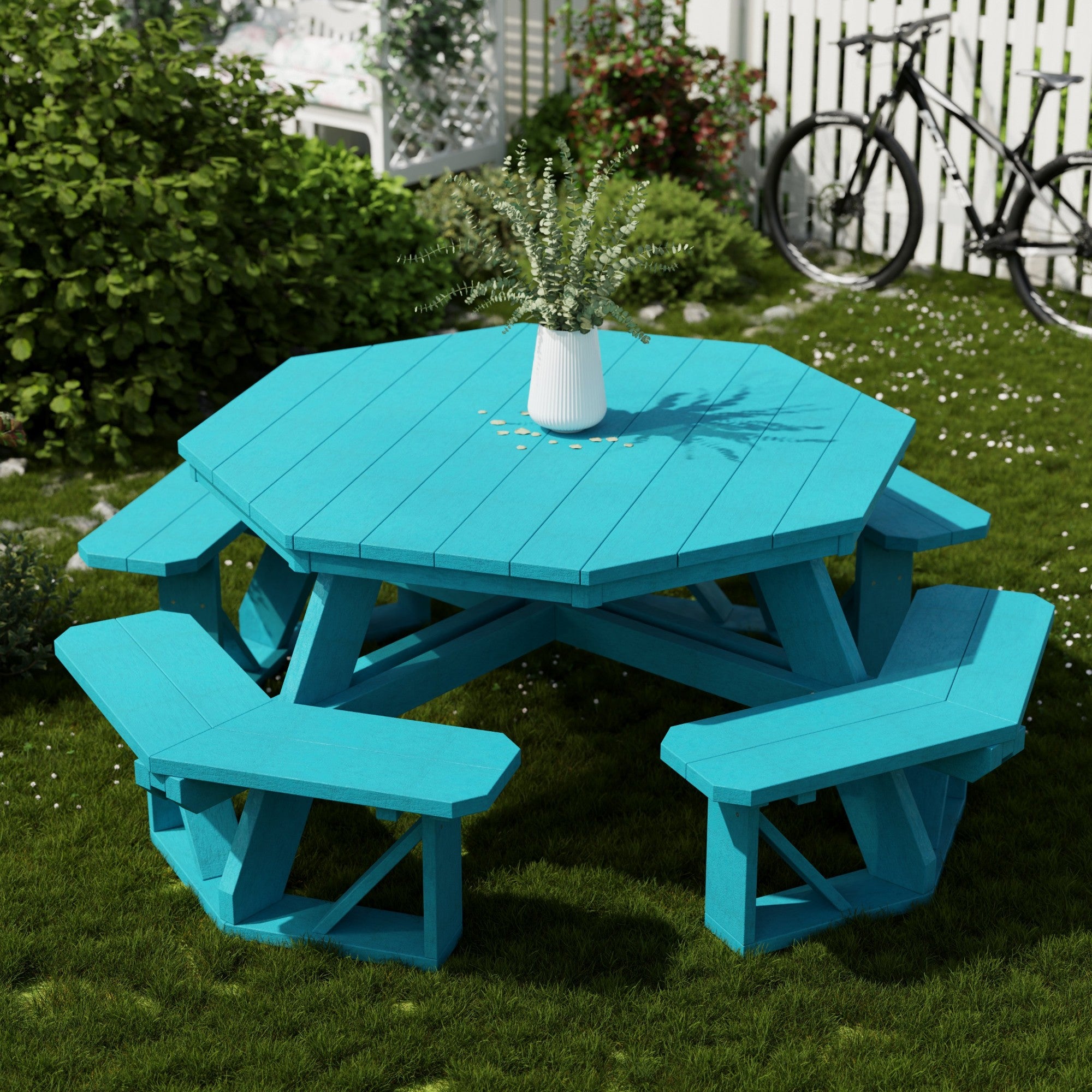 Heritage Octagon Picnic Table - 8-Person Outdoor Dining Set for Backyard, Patio, Garden, Park & Camping - Durable All-Weather Wooden Picnic Bench