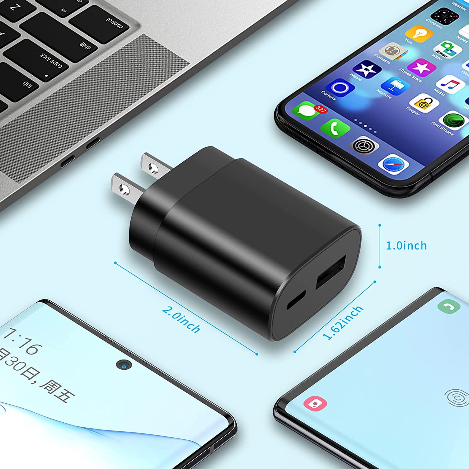 Samsung 25W Super Fast Charger - Dual Port USB C Wall Charger Block for Galaxy S22/S21/S20/Note 20 Ultra/Z Fold 3 - Fast Charging Adapter for Home, Office & Travel