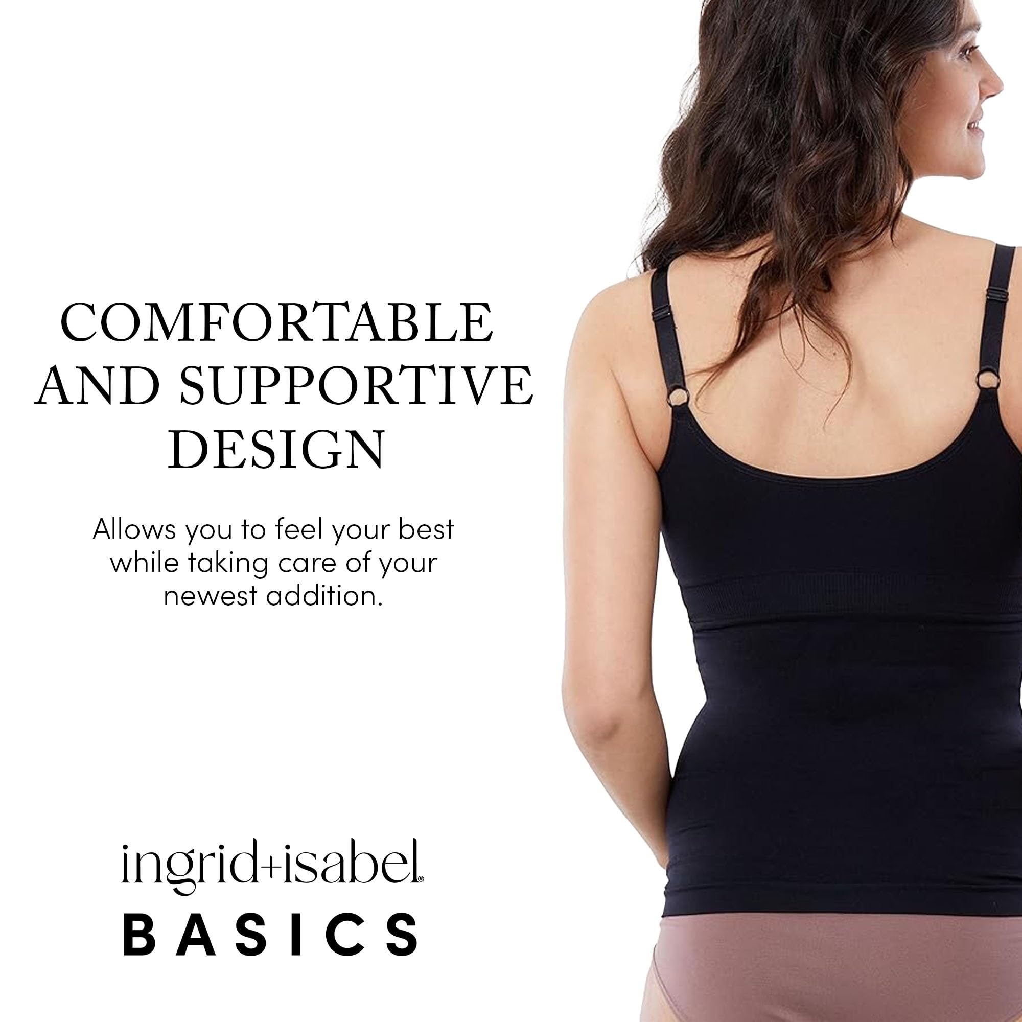 Ingrid & Isabel Basics Crossover Maternity & Nursing Cami - Soft Stretch Maternity Tank Top for Pregnancy & Breastfeeding - Perfect for Everyday Wear, Work & Lounging