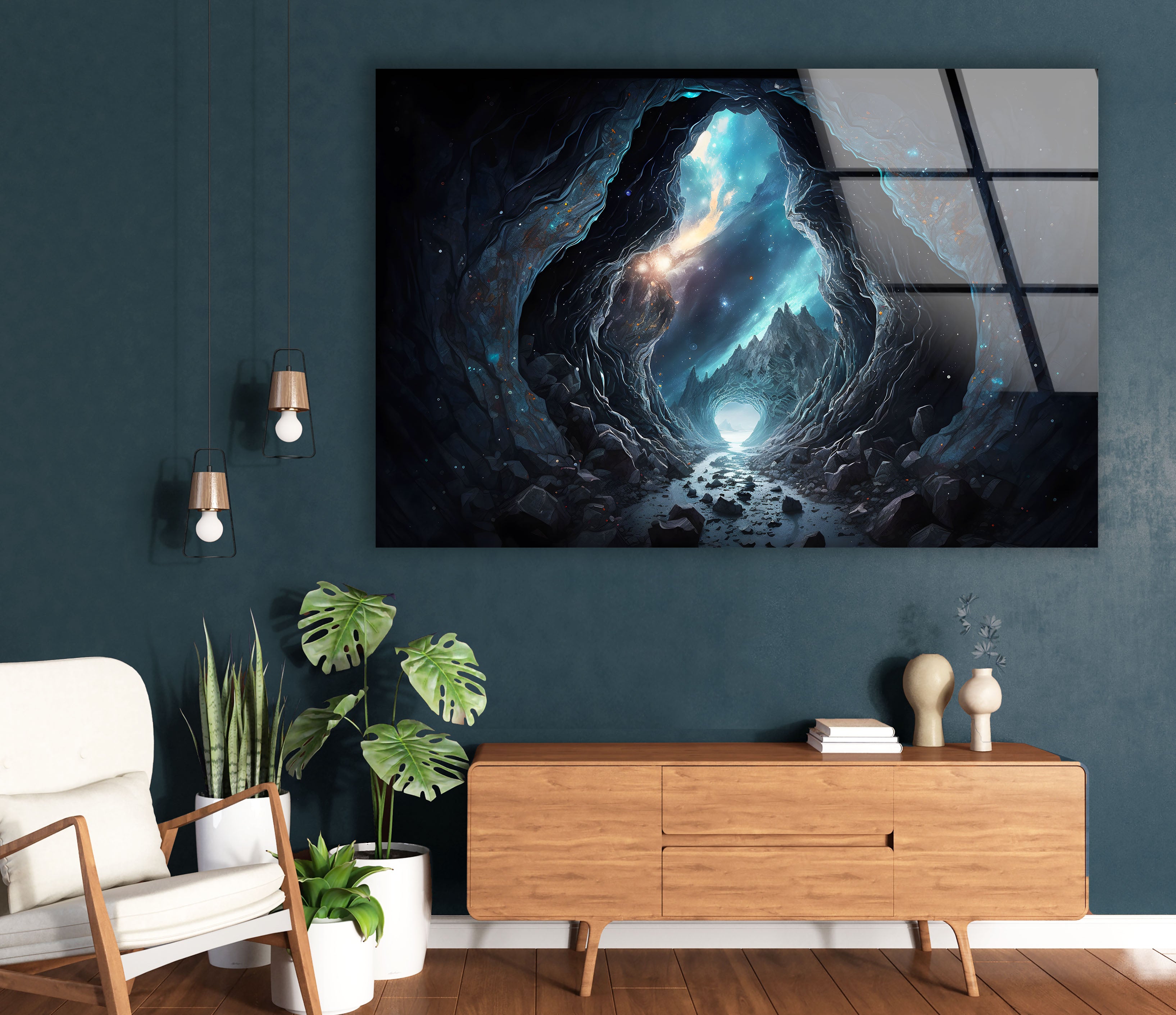 Aurora Prism Wall Art - Cosmic Glass Print Decor for Living Room & Bedroom | Stunning Rainbow Light Reflection for Home & Office Decoration