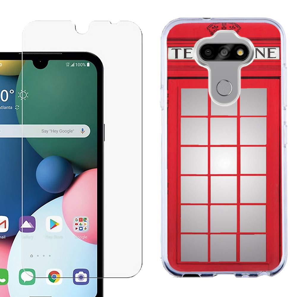 Slim-Fit Gel TPU Protective Phone Case for LG Tribute Monarch with Tempered Glass Screen Protector - Shockproof & Scratch Resistant - One Tough Shield (Phone Booth Red) - Perfect for Daily Use, Travel & Outdoor Activities