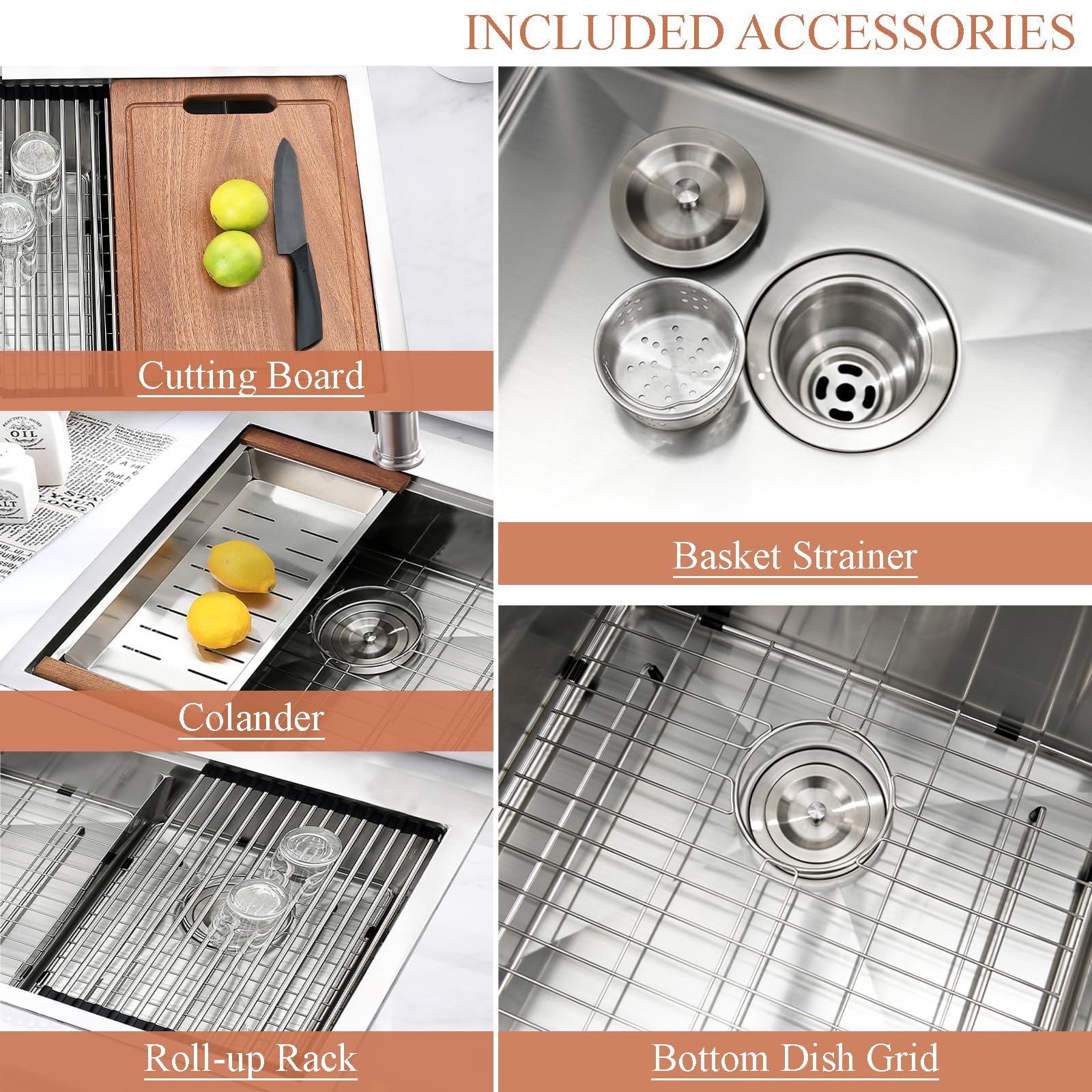 33x22 Inch Drop-In Double Bowl Kitchen Sink Workstation - 16 Gauge Stainless Steel with 60/40 Low Divider & Cutting Board - Perfect for Meal Prep, Washing Dishes, and Modern Kitchen Renovations
