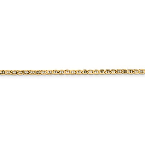 14KT Yellow Gold 2.4mm Semi-Solid Anchor Chain Necklace - 4 Adjustable Lengths (16