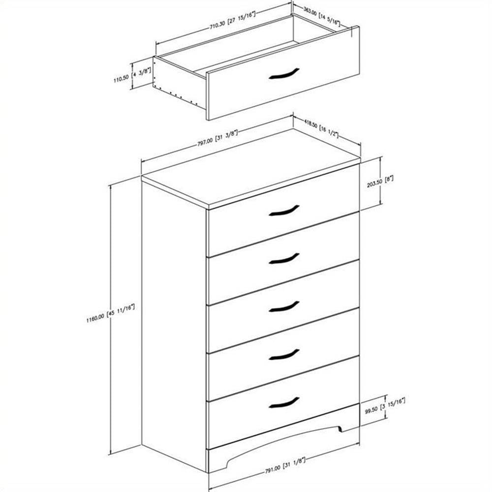 Modern 2-Piece Bedroom Furniture Set - 5-Drawer Tall Chest & Nightstand with Shelf, Black - Perfect for Small Spaces & Contemporary Bedroom Decor