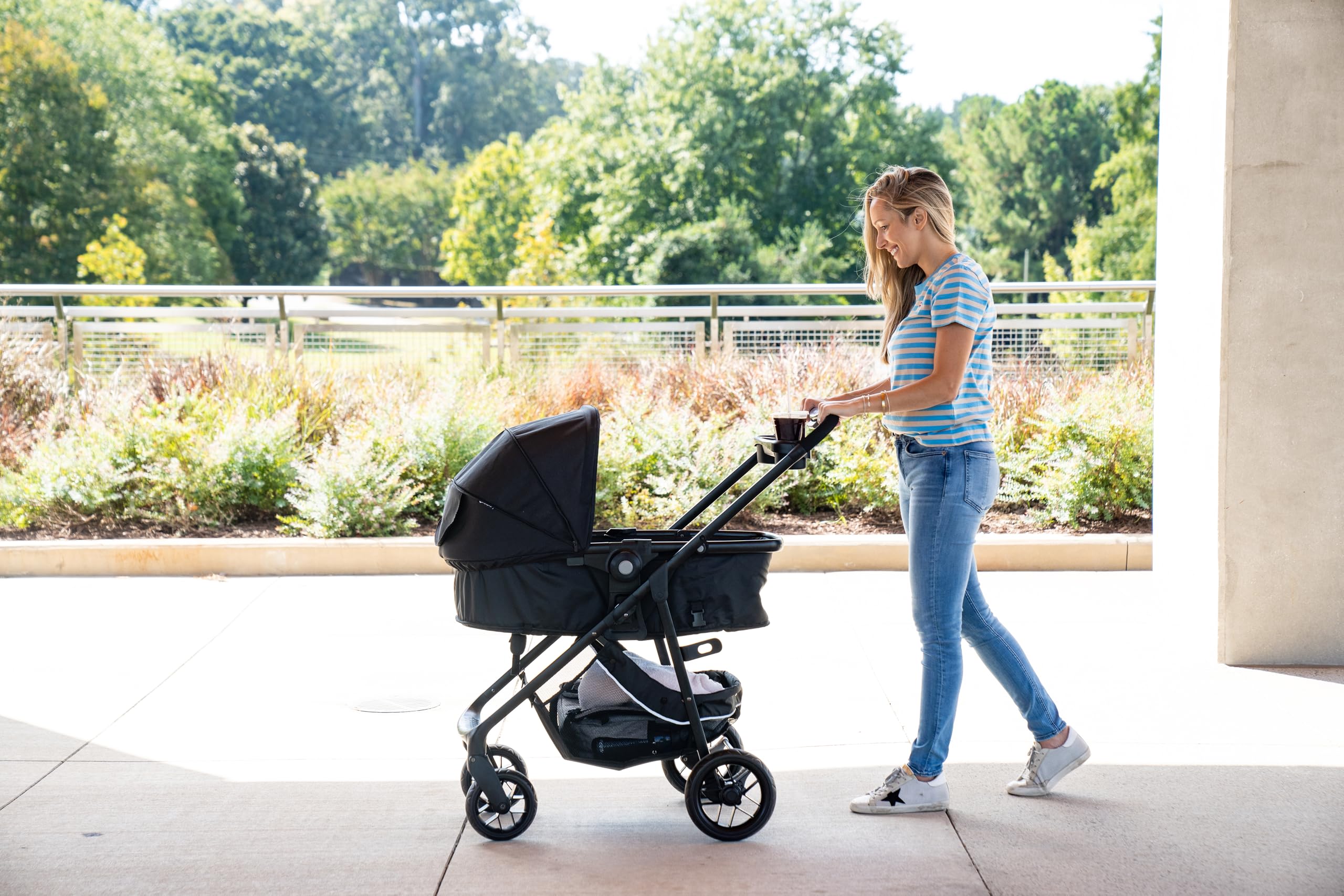 Safety 1st Grow and Go Flex 8-in-1 Convertible Car Seat & Stroller Combo for Infants 4-30 lbs | Lightweight Travel System with Adjustable Canopy & Cup Holder | Perfect for Daily Walks, Shopping & Family Outings - Forest Tide