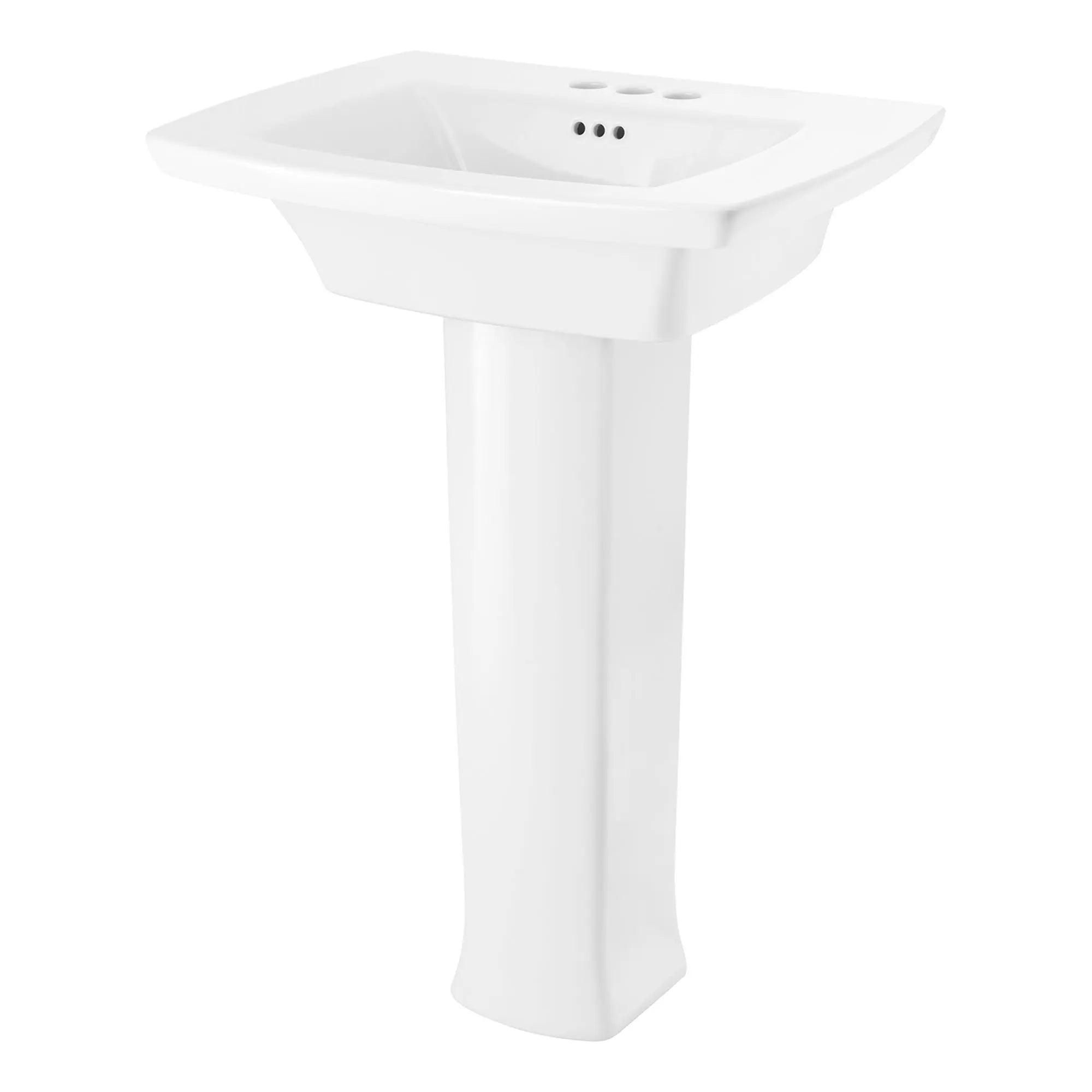 Edgemere 4 Inch Centerset Pedestal Sink Top and Leg Set - White Ceramic Bathroom Vanity for Small Space, Perfect for Powder Room or Half Bath Installation