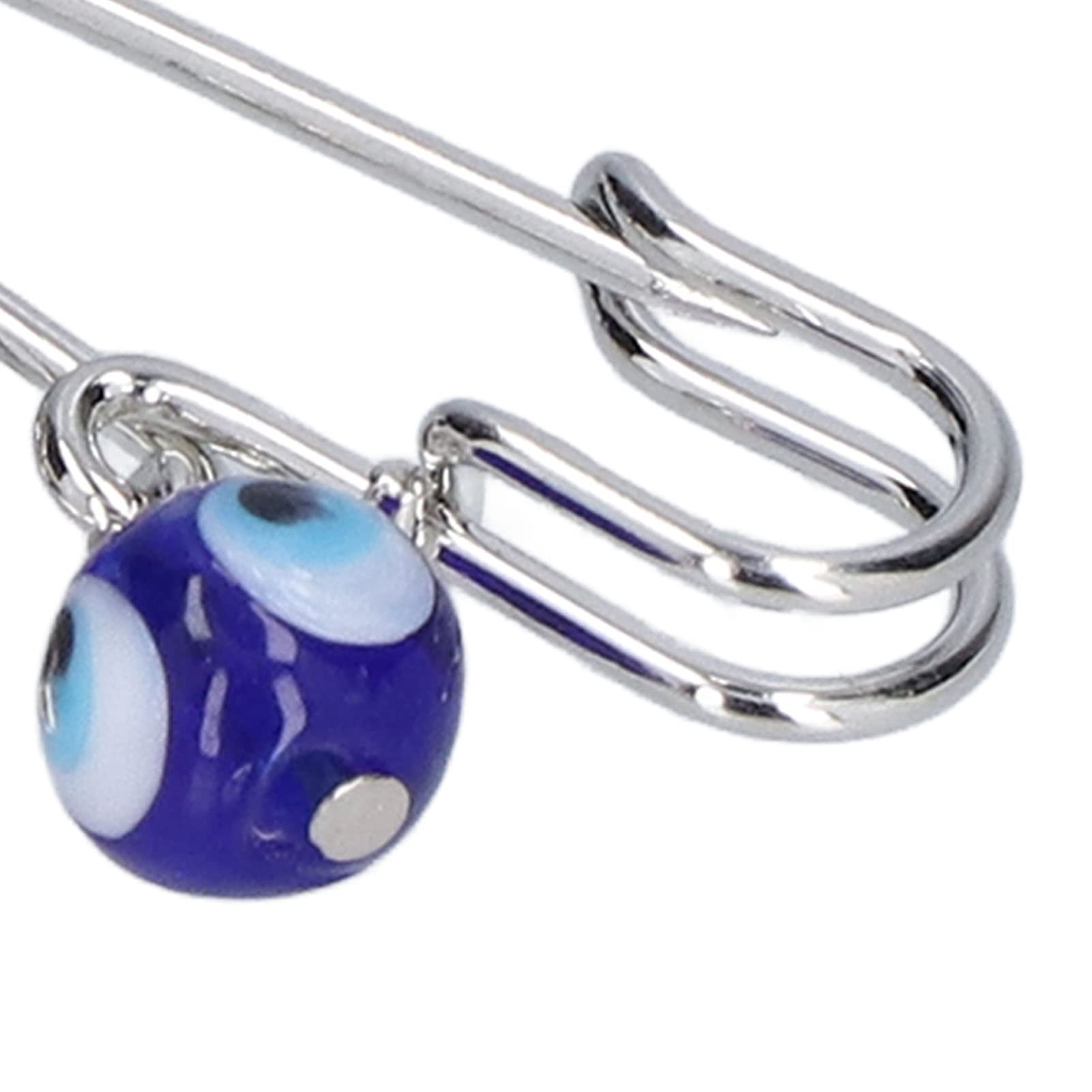 10pcs Blue Evil Eye Brooch Pins - Silver Heart Safety Pins for Women's Clothing & Dresses