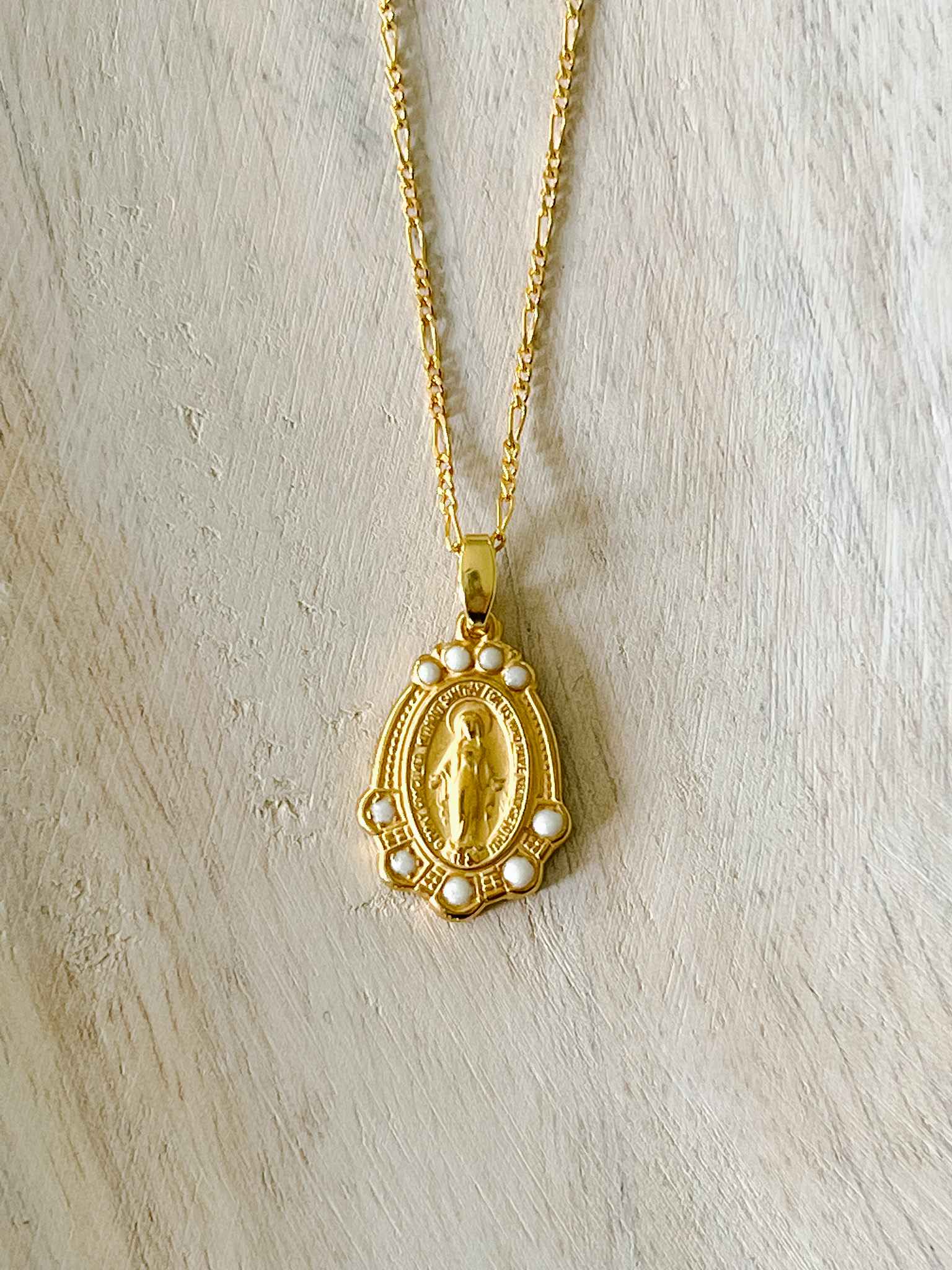 Mary Medallion Pearl Necklace - Elegant Religious Jewelry for Women - Perfect for Church, Weddings & Special Occasions
