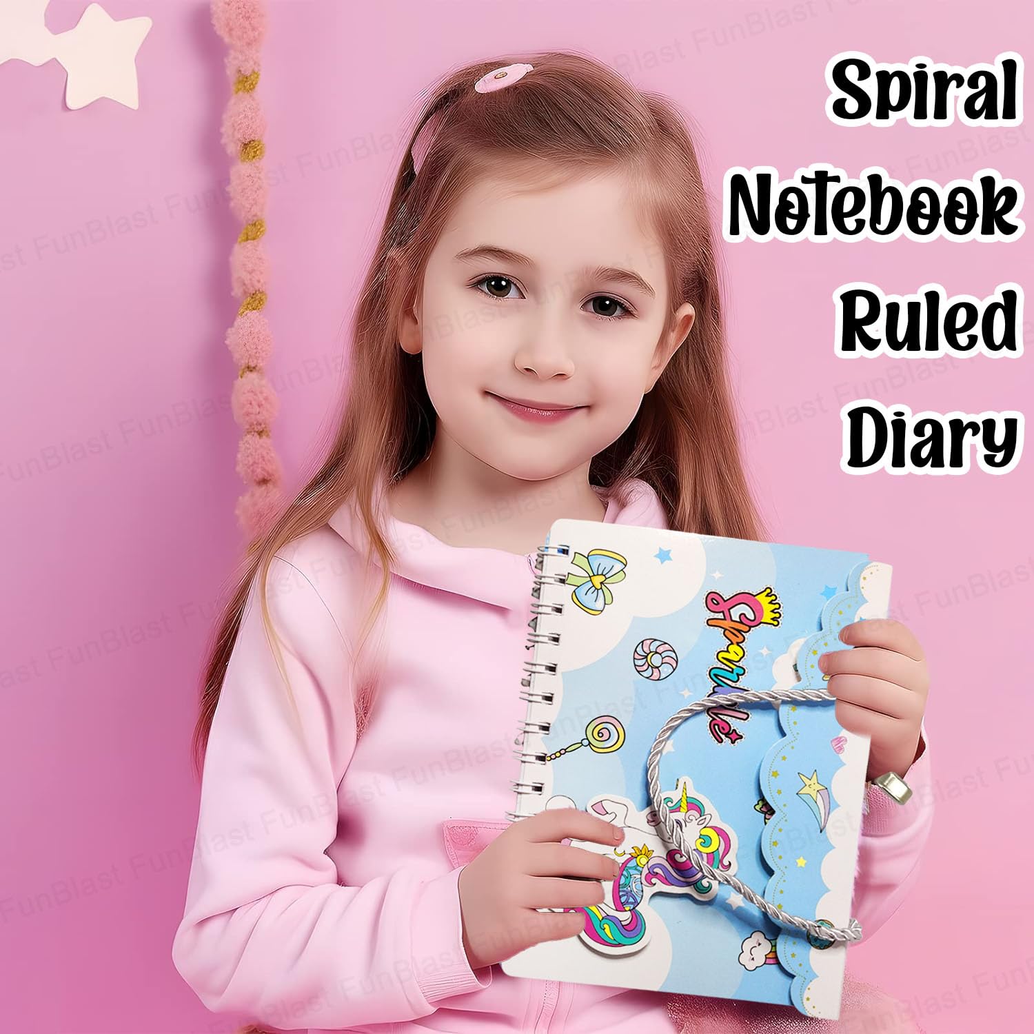 FunBlast Unicorn Spiral Notebook for Girls - A5 Ruled Journal with 120 Pages, Cute Spiral Bound Diary for Kids, Perfect School Supplies & Birthday Gift for Girls - Great for Note Taking, Journaling & Creative Writing in Classroom or Home