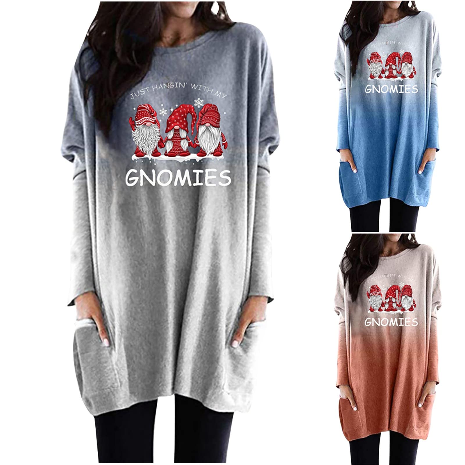 Women's Christmas Tree Graphic Long Sleeve Pullover Sweatshirt - Cozy Loose Casual Blouse for Holiday Movie Nights & Festive Gatherings