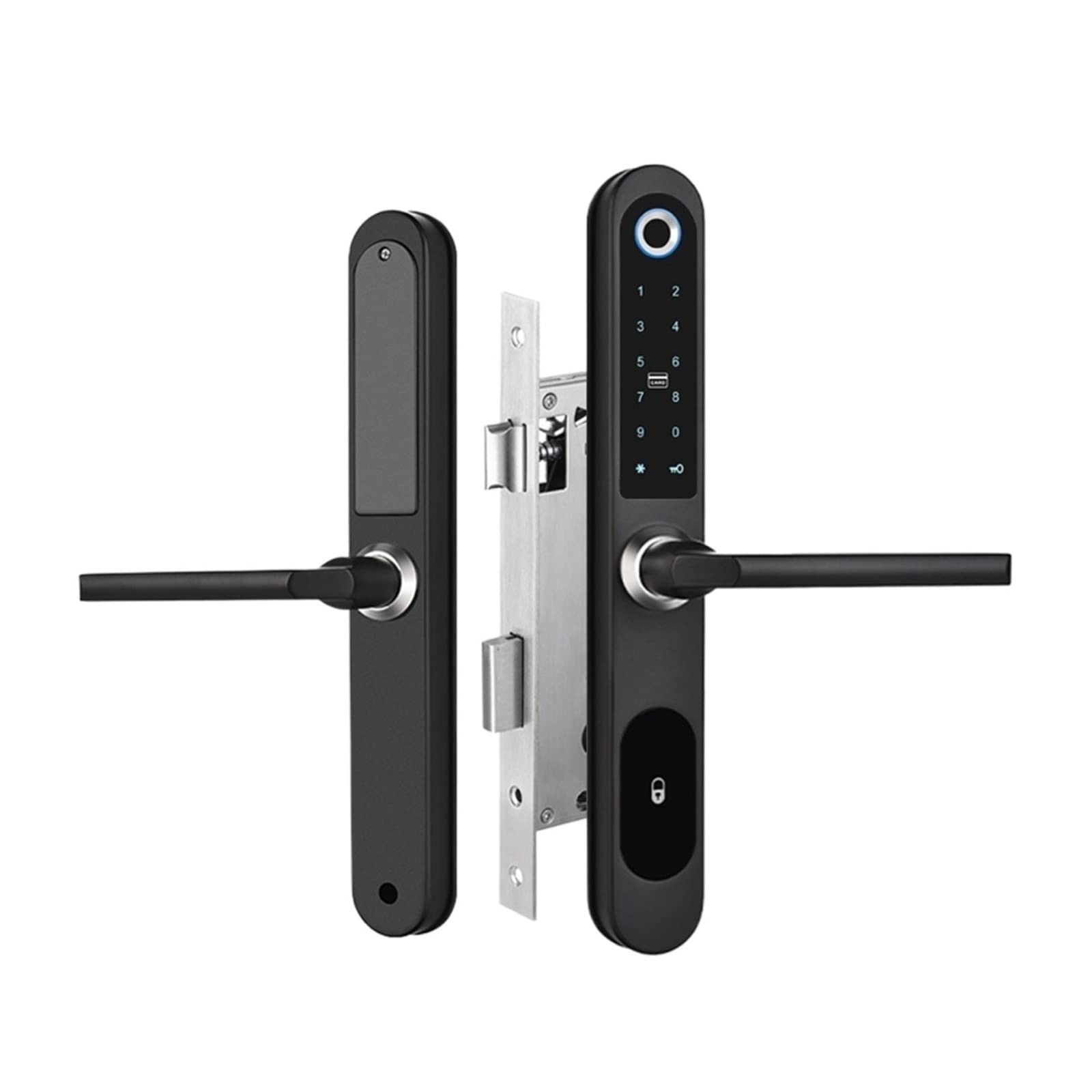 Smart Lock for Aluminum Patio Sliding Glass Doors - Tuya App Control, Keypad, Fingerprint & RFID Electronic Lock with Double Hooks Mortise (Model: Straight-01, 22270 2885 Hook) - Secure Your Home & Enhance Smart Living