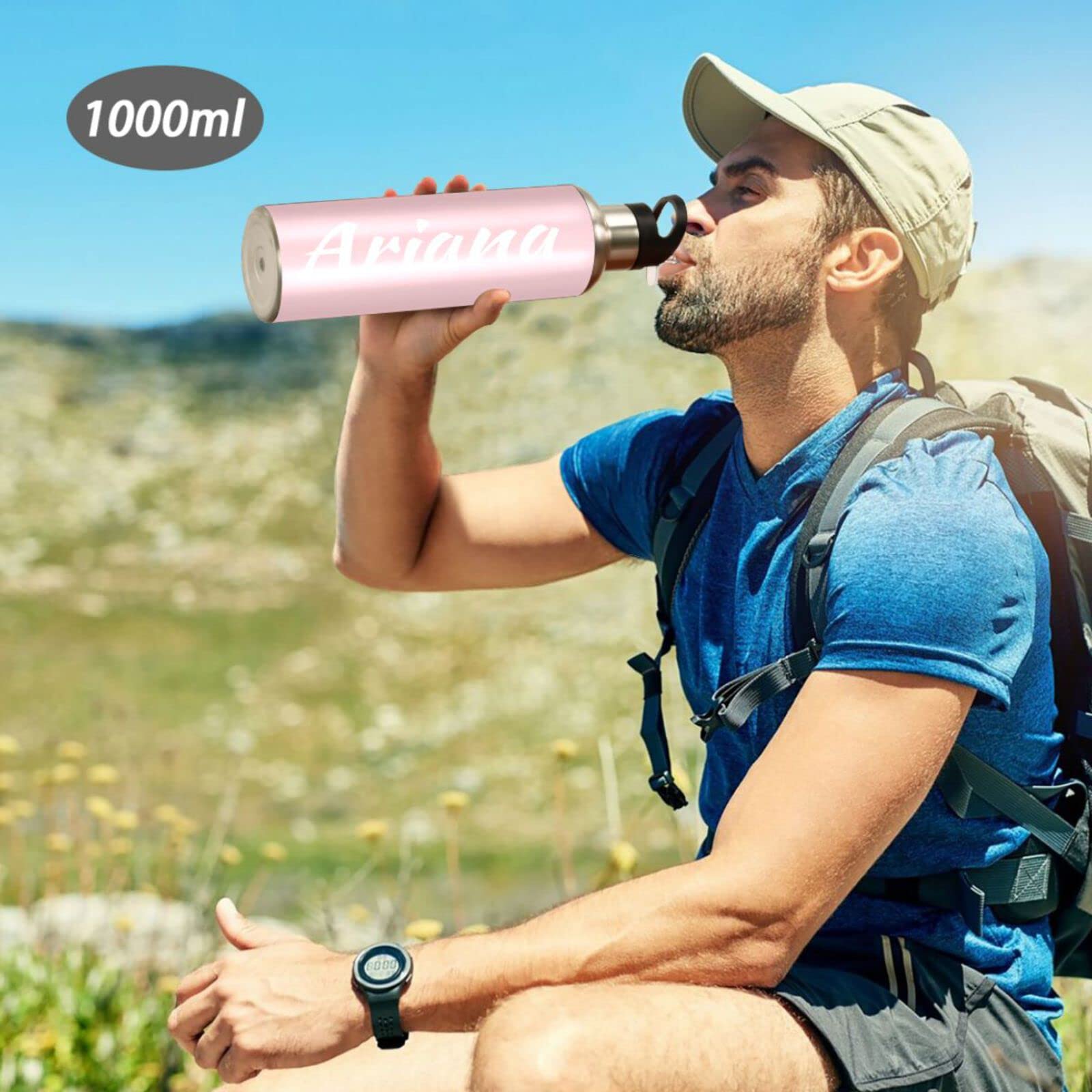 Custom Pink 20oz Insulated Stainless Steel Water Bottle with Straw Lid - Personalized Vacuum Sports Bottle for Hiking, Biking, Gym & Outdoor Activities | Leakproof & Sweatproof Design