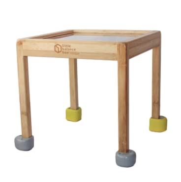 **2-in-1 Little Balance Box Wooden Baby Walker – No Wheels Spring Feet Push Stand Toy for Toddlers, Award-Winning Activity Table for Boys & Girls (Tall Gray + Booties) – Perfect for Learning to Walk & Indoor Play**