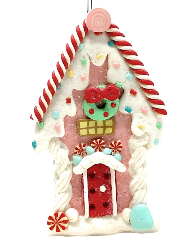 5 Pack Frosted Gingerbread House Christmas Ornaments - Handmade Holiday Decor for Tree, Mantel & Festive Home Decorations