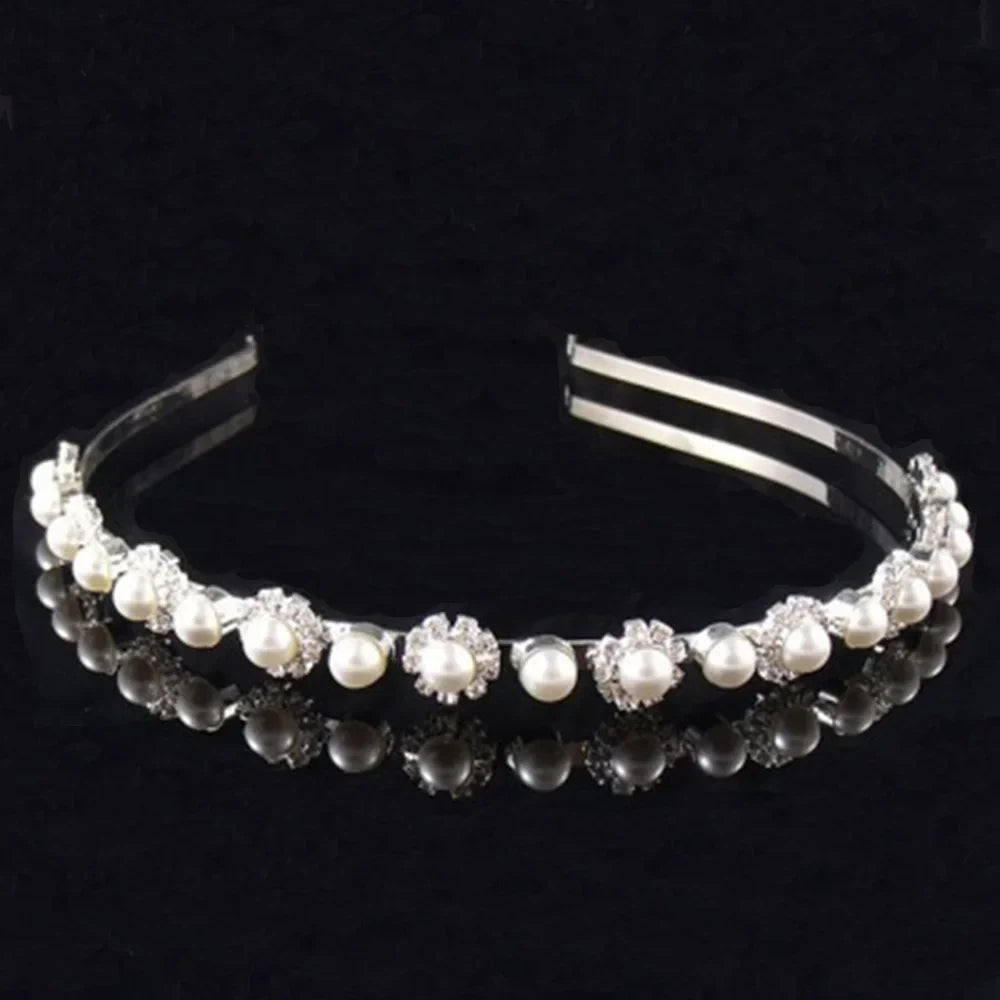 AINAMEISI Elegant Bridal Hair Accessories for Women - Pearl Crystal Rhinestone Wedding Tiara Crown | Perfect for Bridal Shower, Wedding Ceremony & Special Occasions